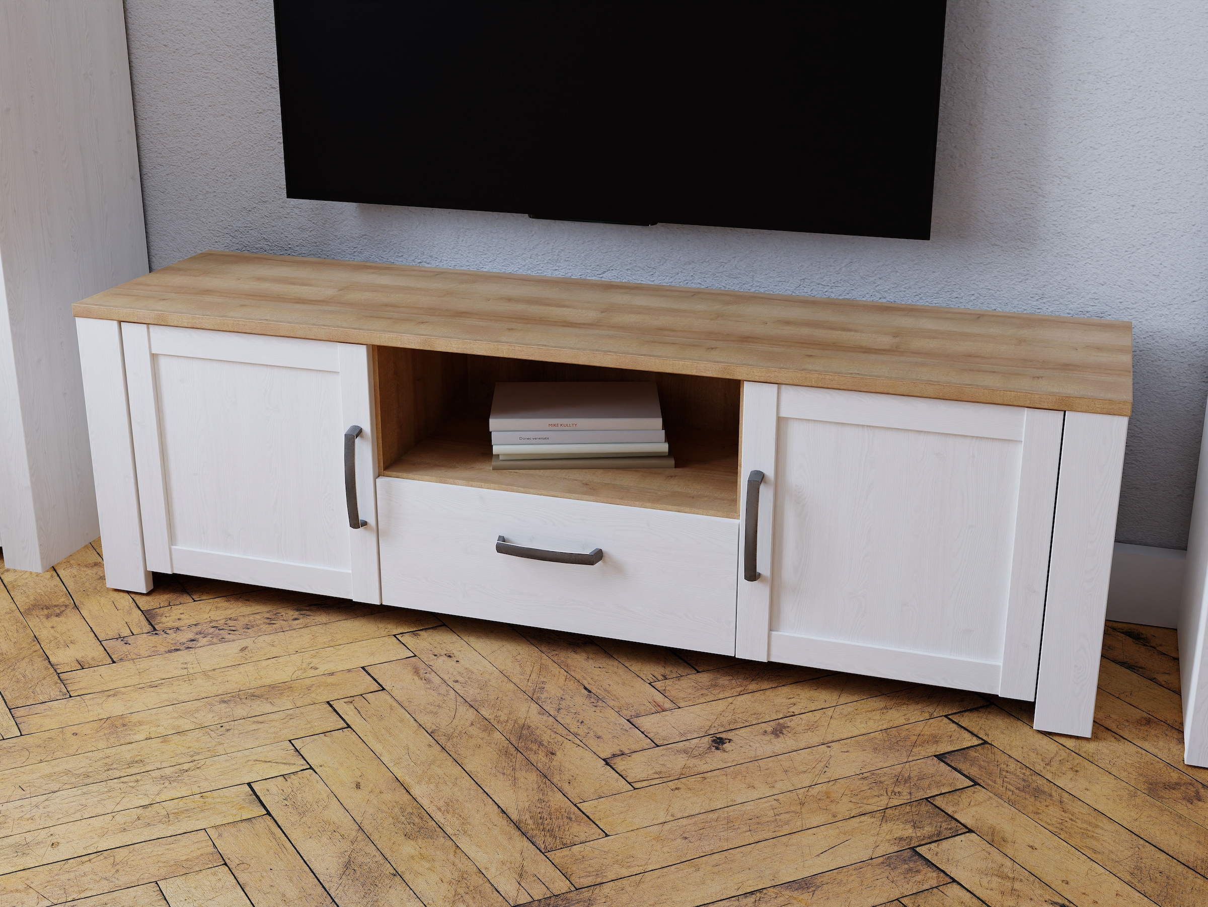 FORTE TV-Board »Bohol TV-Schrank, Stauraum, 2 farbiges Dekor, landhaus« B/H/T 166,1/51,8/42cm, 2 Türen, 1 SK
