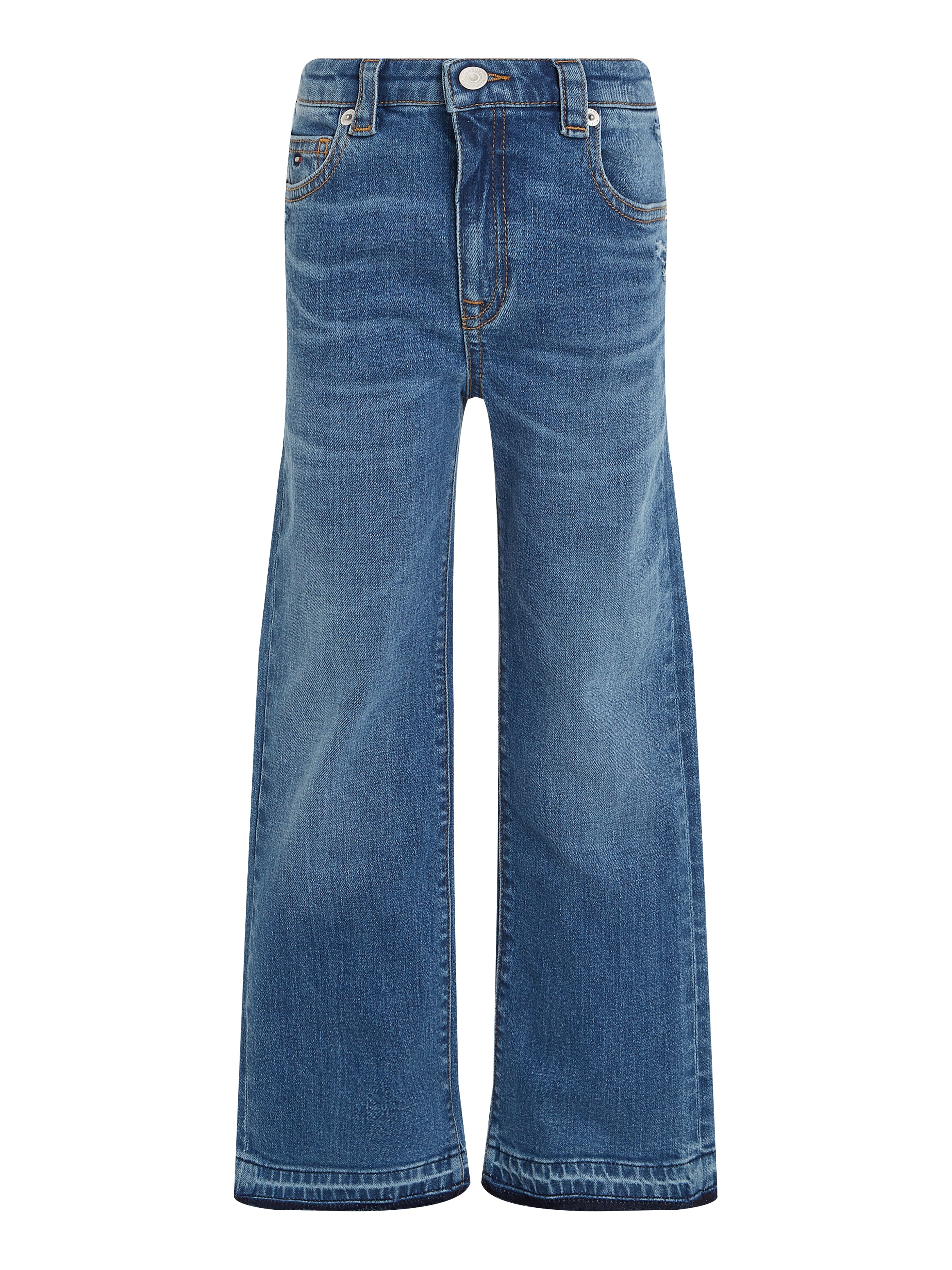 Tommy Hilfiger Weite Jeans »GIRLFRIEND MID WASH«, in mittelblauer Waschung, mit Logo-Badge