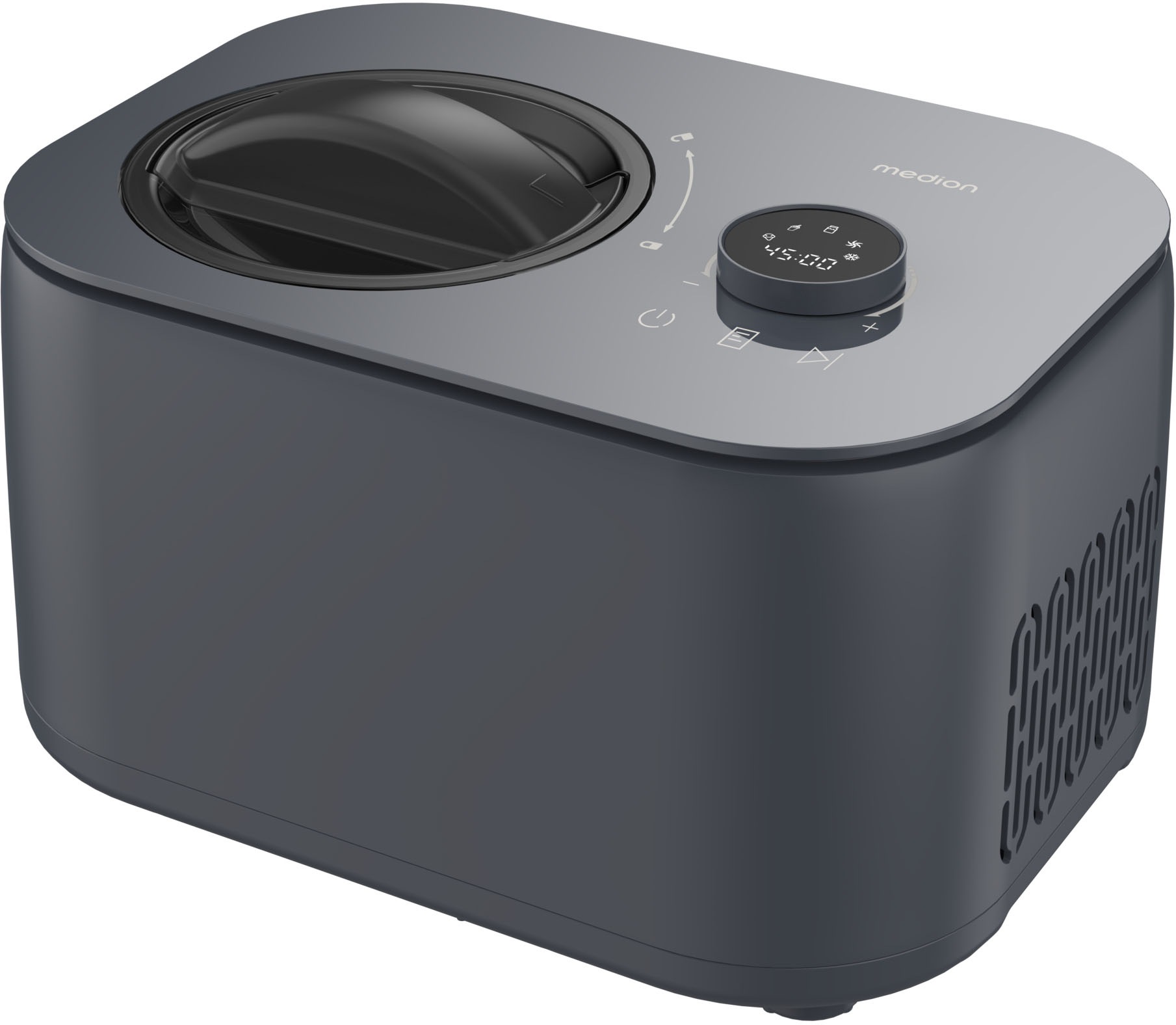 Machine à glace MEDION LIFE Ice Cream Maker MD 100116 1 L avec compresseur, commande tactile et écran LED Gris