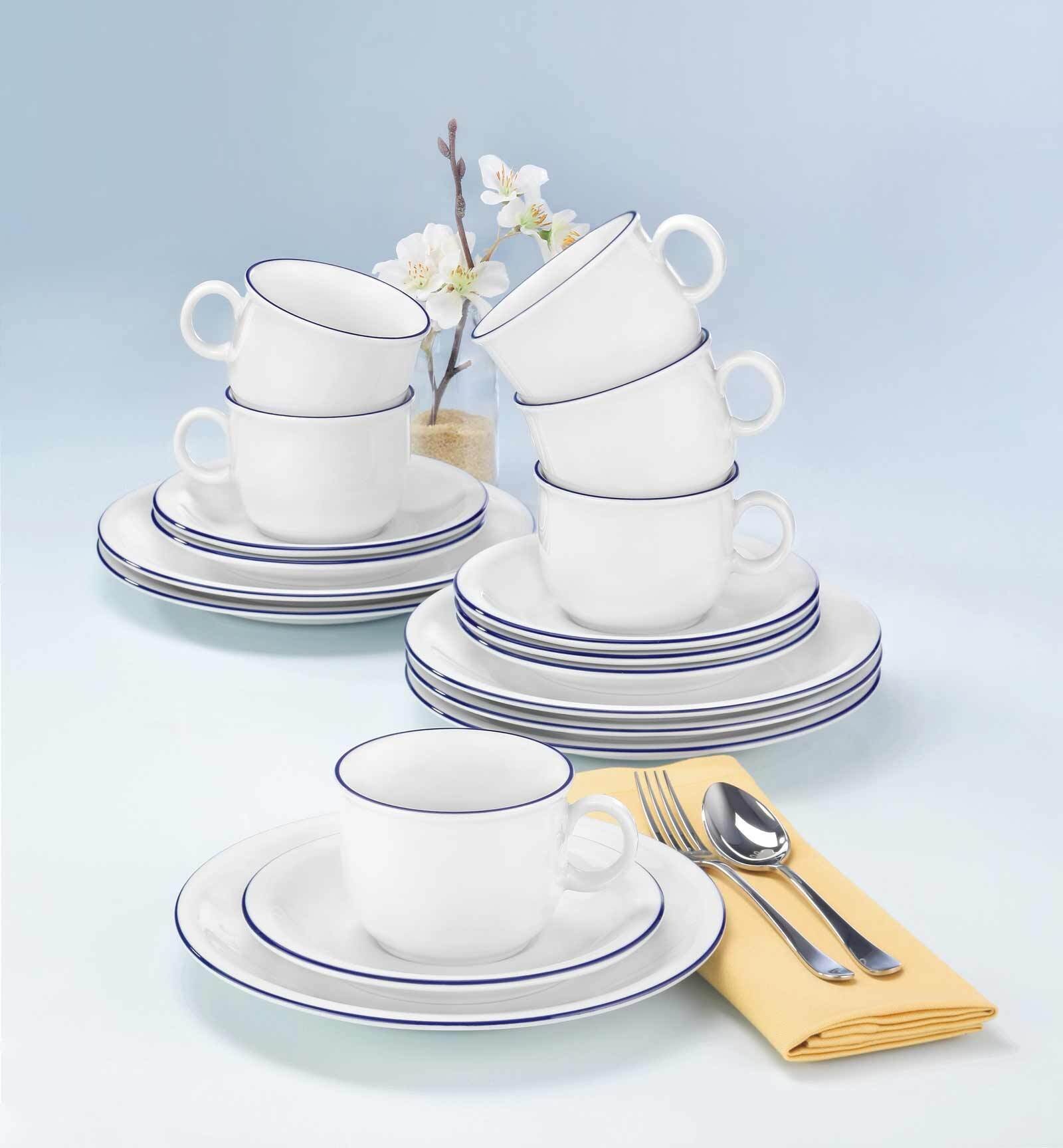 Seltmann Weiden Frühstücksteller »Frühstücksteller Compact Blaurand ø 19,3 cm 6er Set weiß-blau«