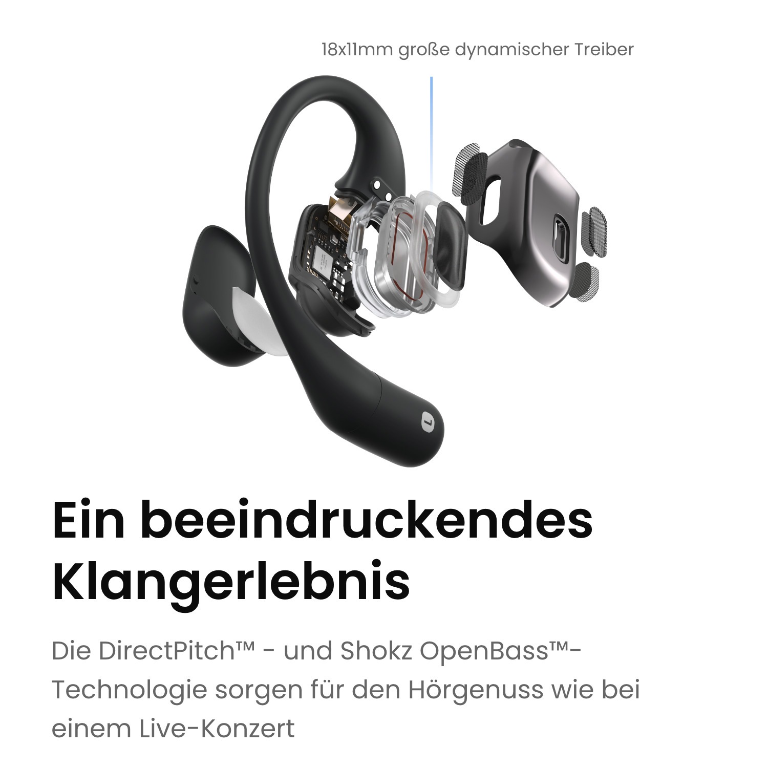 Shokz In-Ear-Kopfhörer »OpenFit«, A2DP Bluetooth, Rauschunterdrückung