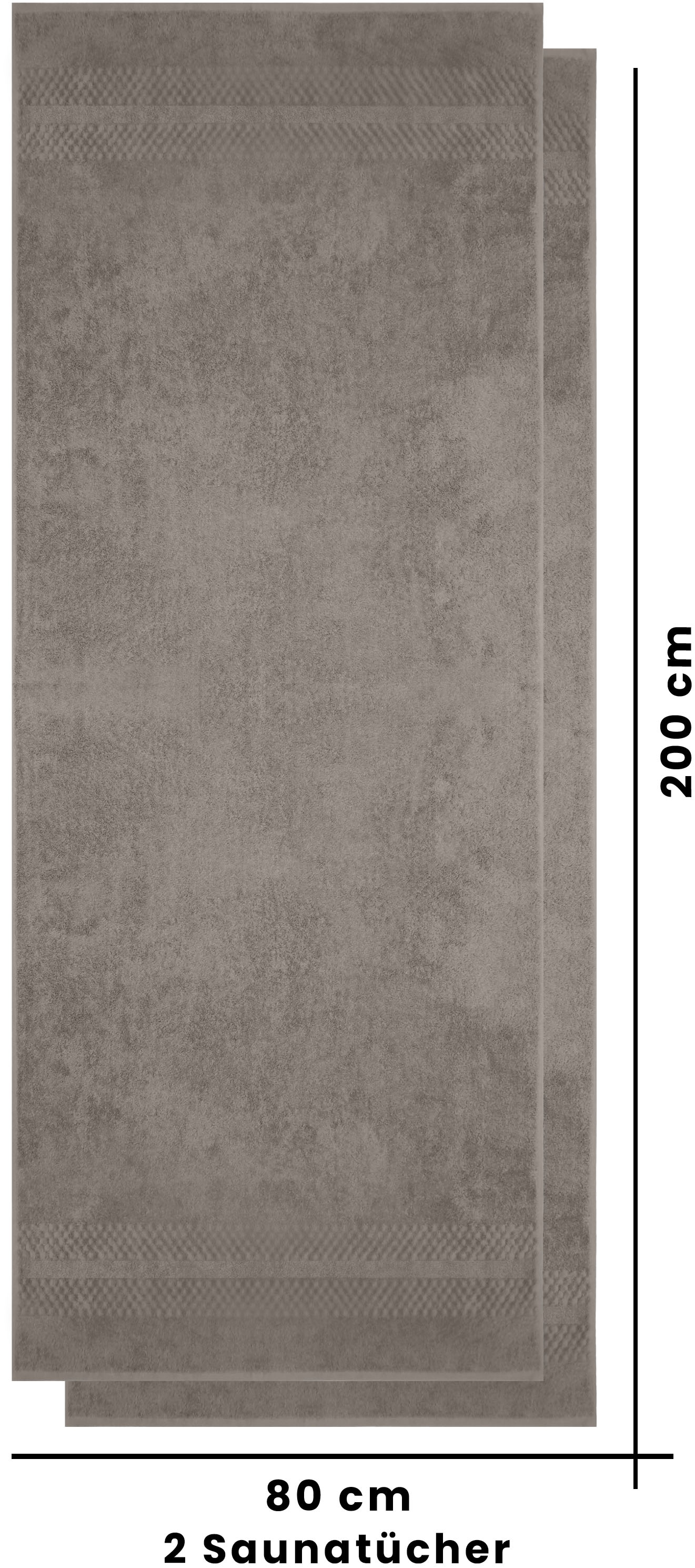 my home Saunatuch »Regona Saunatücher (80x200cm), flauschig und weich, 500 gr/m²«, (Set, 2 St., 2x 80x200cm), Premium Handtücher mit Bordüre, Handtuch-Set, 100% Baumwolle
