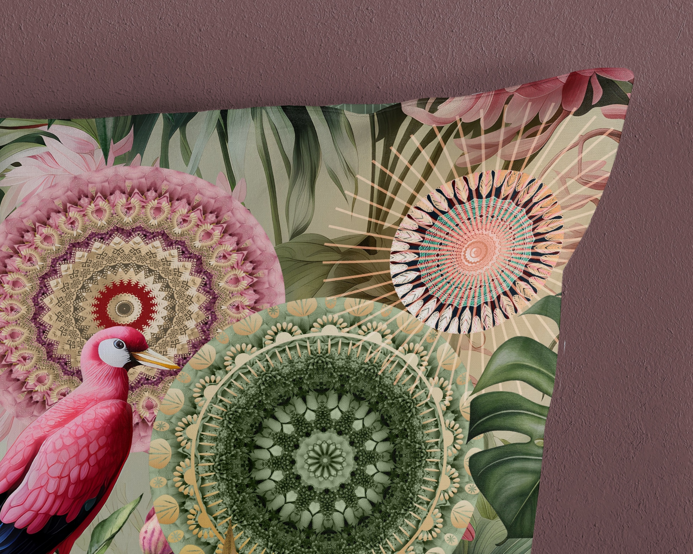 hip Wendebettwäsche »Palay«, Satin, Reißverschluss, Wendeoptik, Mandala, Blätter, grün