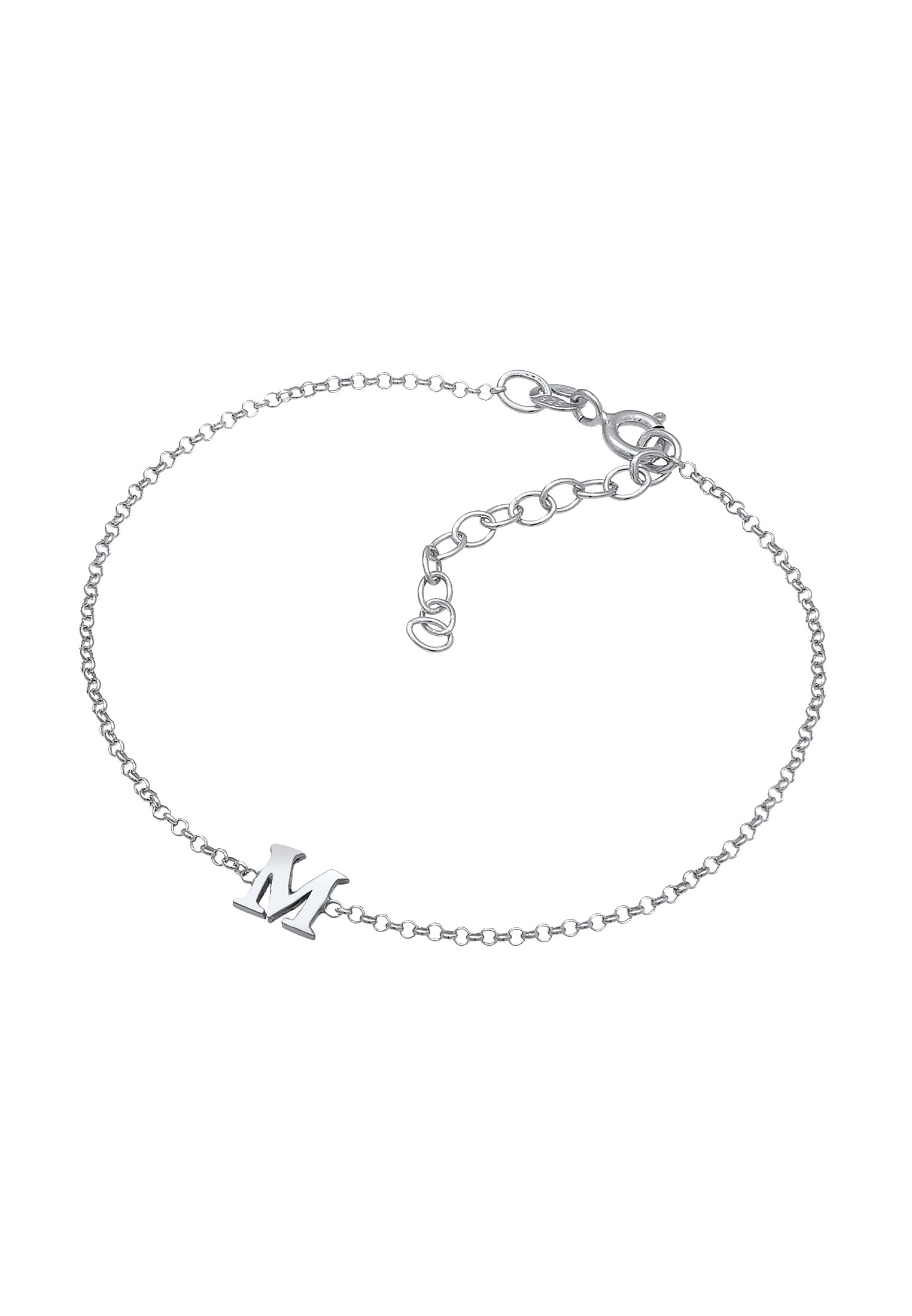 Elli Armkette »Armband Buchstaben Initialen Anhänger M 925 Silber«