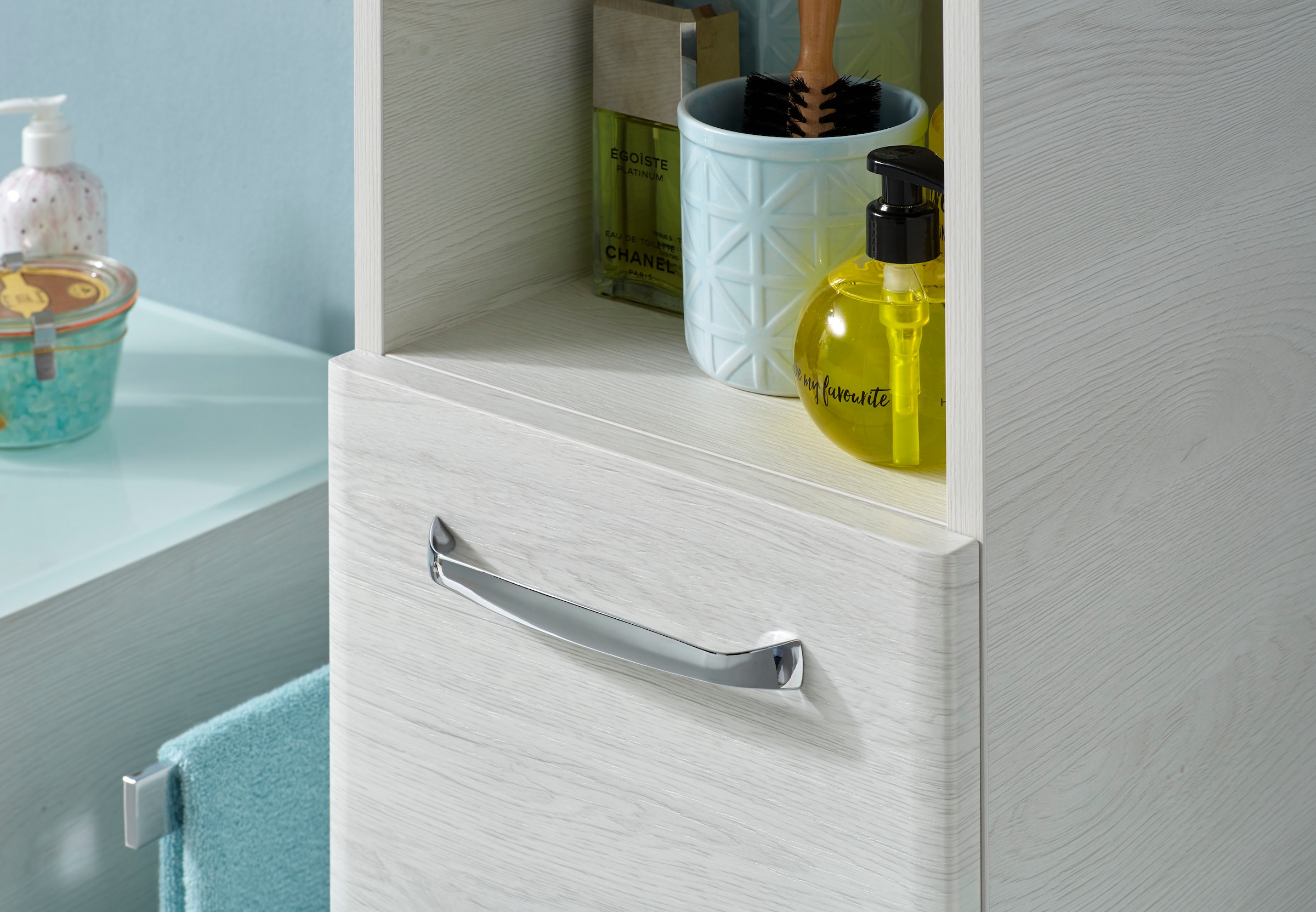 Saphir Badmöbel-Set »Quickset 936 4-teilig, Mineralmarmor-Waschtisch und LED-Spiegelschrank« Set, 4 Stk. tlg.