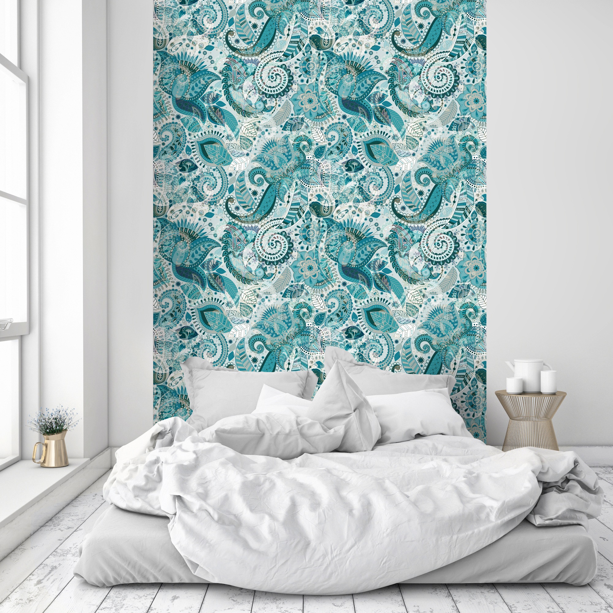queence Vinyltapete »Elya«, bedruckt-Barock-Antikoptik-Kunst, 90x250cm, selbstklebend, kinderleichte Anbringung, Sticker