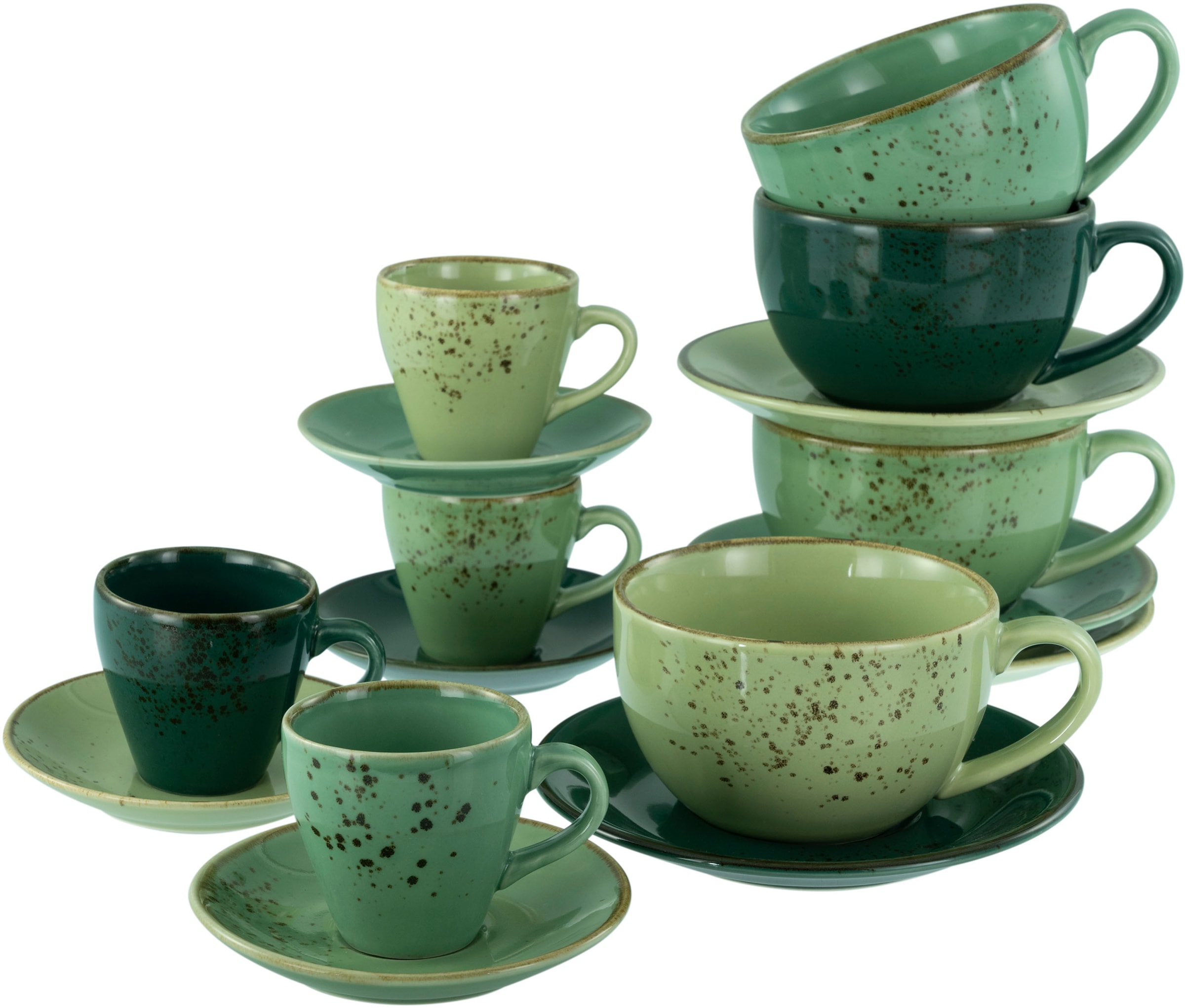 CreaTable Tasse »Nature Collection, Tassen-Set 16-tlg.« Naturverbundenes Design, Einzigartige Oberfläche