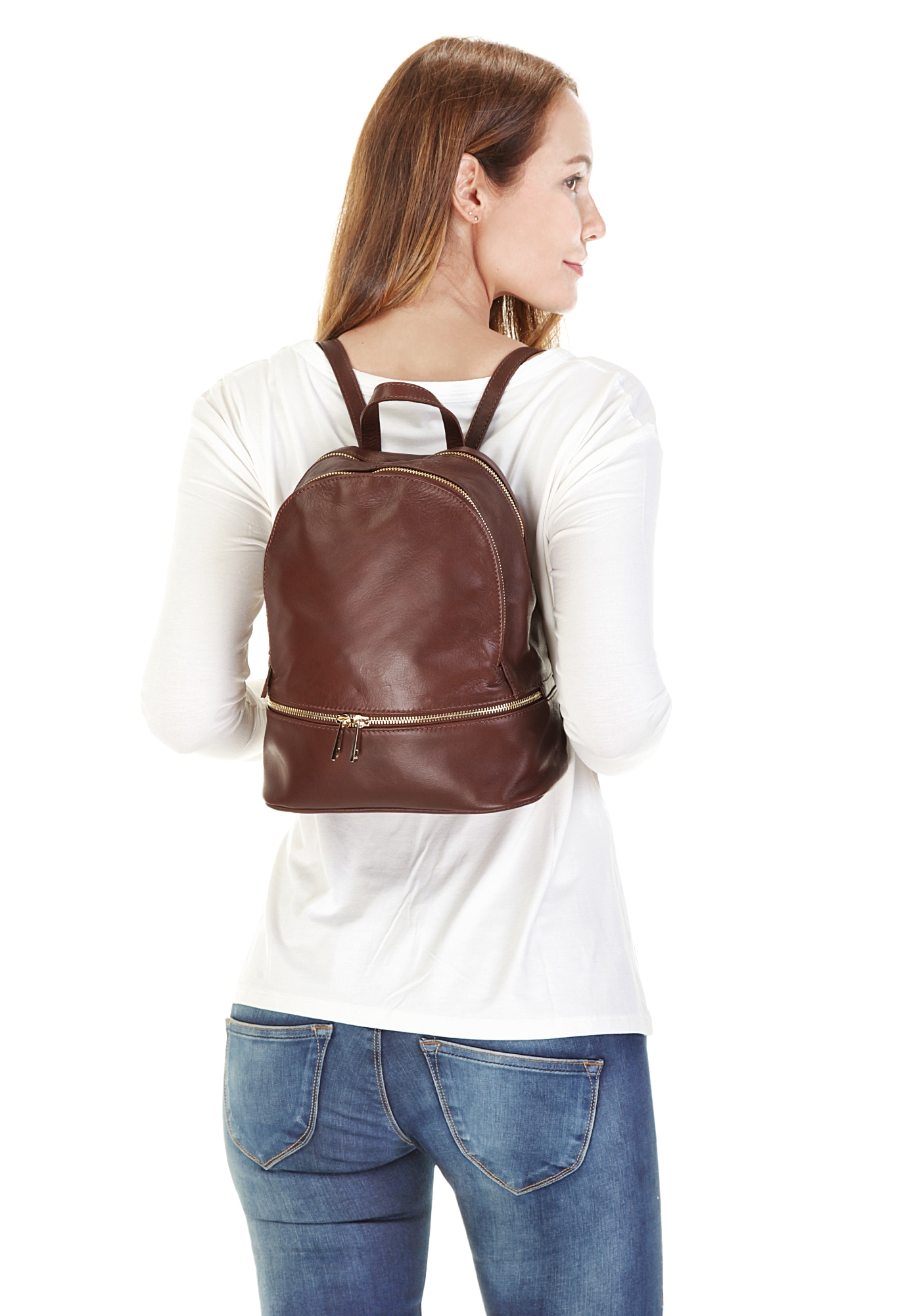 Piké Cityrucksack, echt Leder, Made in Italy