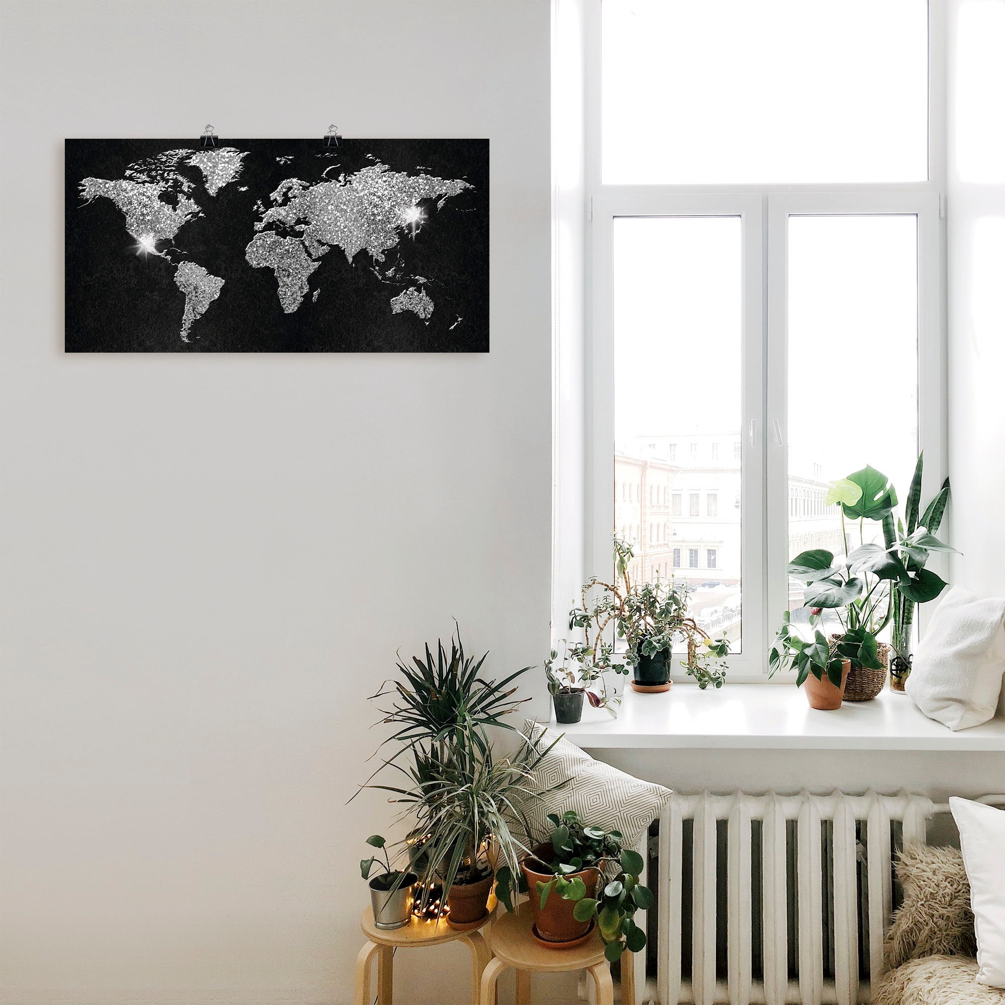 Artland Wandbild »Weltkarte Glitzer«, Land- & Weltkarten, (1 St.), als Alubild, Outdoorbild, Leinwandbild, Poster, Wandaufkleber