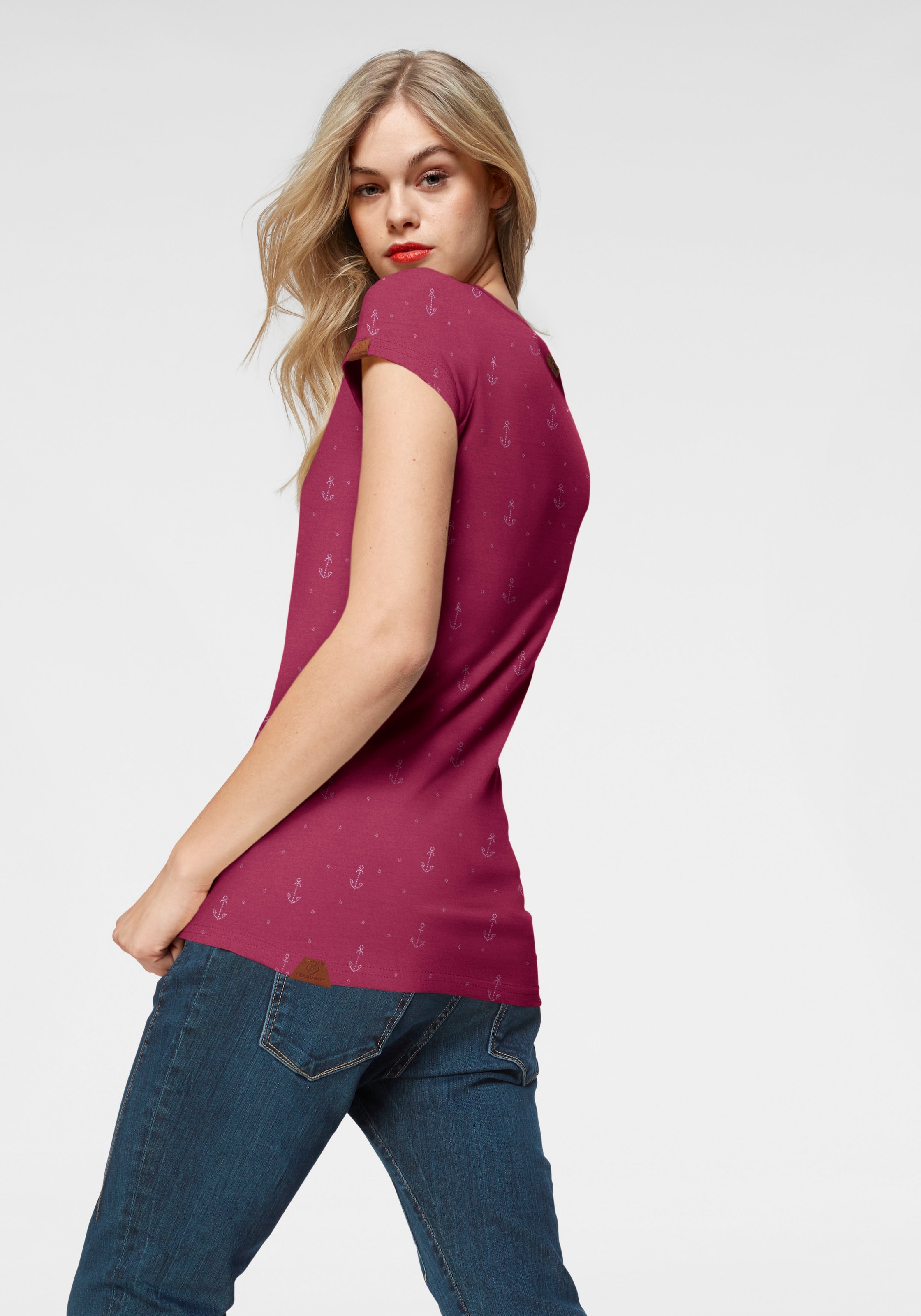 Ragwear T-Shirt »FLORAH A ORGANIC O« mit maritimen Anker-Allover-Druck