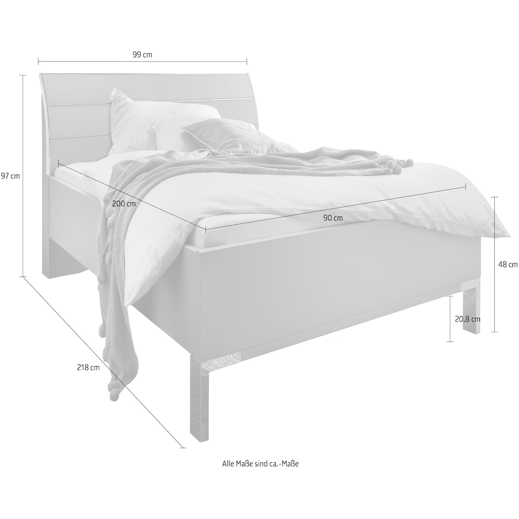 WIEMANN Futonbett »Monaco, 4-fache Liegehöhenverstellung«, mit stilvollem Holzkopfteil, Made in Germany