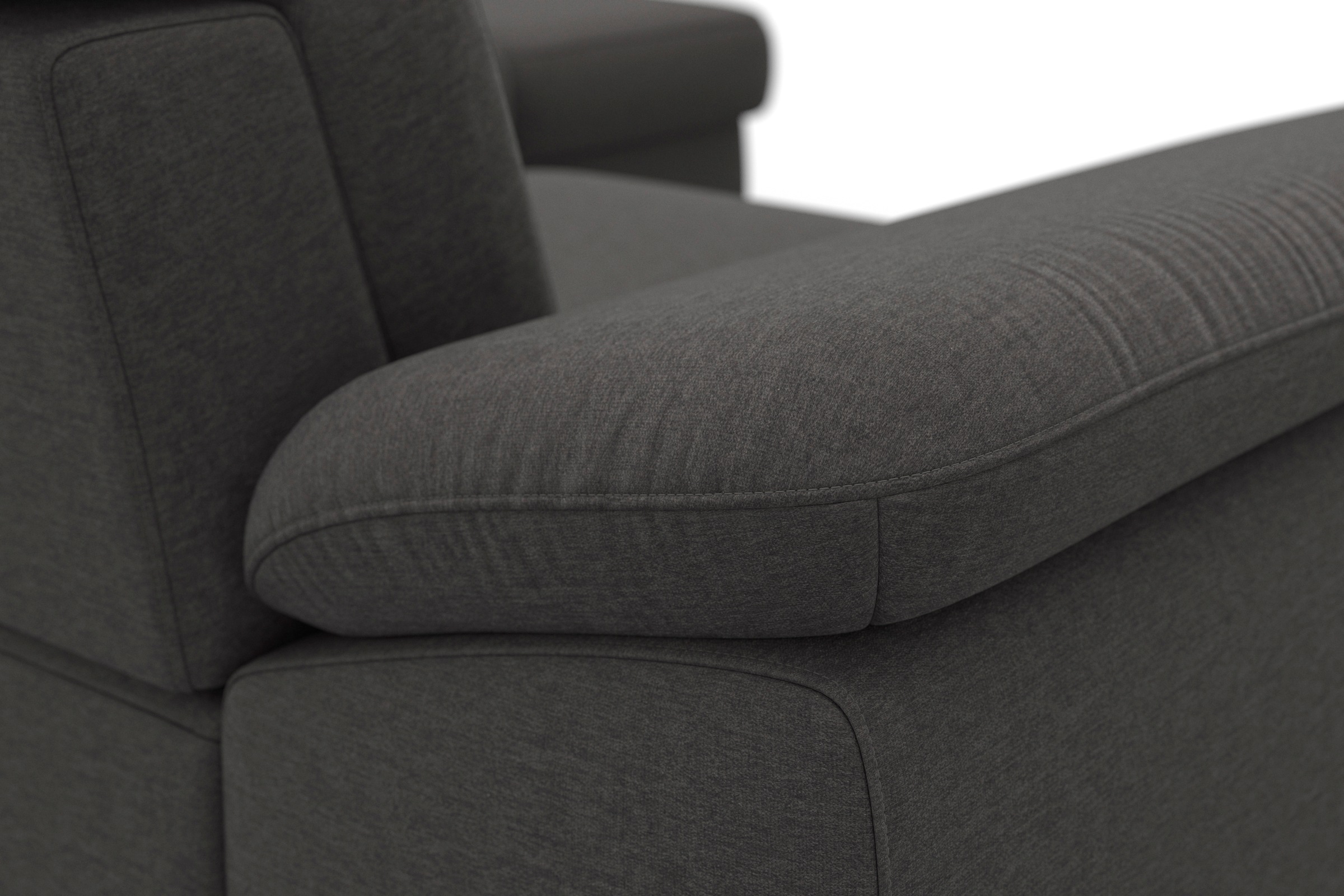 sit&more Ecksofa »Cabrio L-Form, B: 274 cm, mit Sitztiefen-, Arm- & Kopfteilverstellung«, 3 Nierenkissen, Federkern, optional Bettfunktion und Stauraum