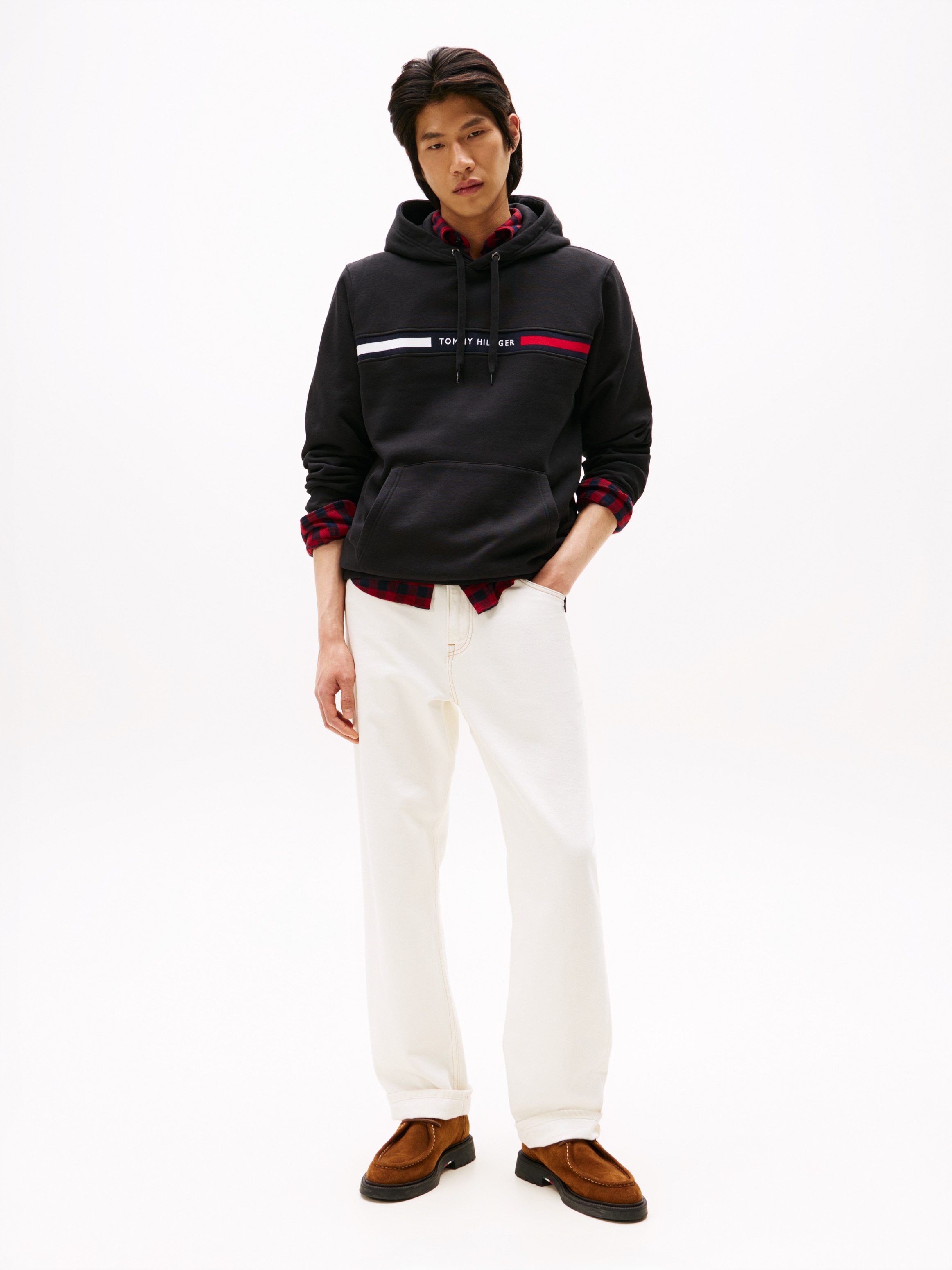 Tommy Hilfiger Kapuzensweatshirt »HILFIGER CHEST INSERT«, unifarben, casual, regular fit, Baumwollmix, Kapuze
