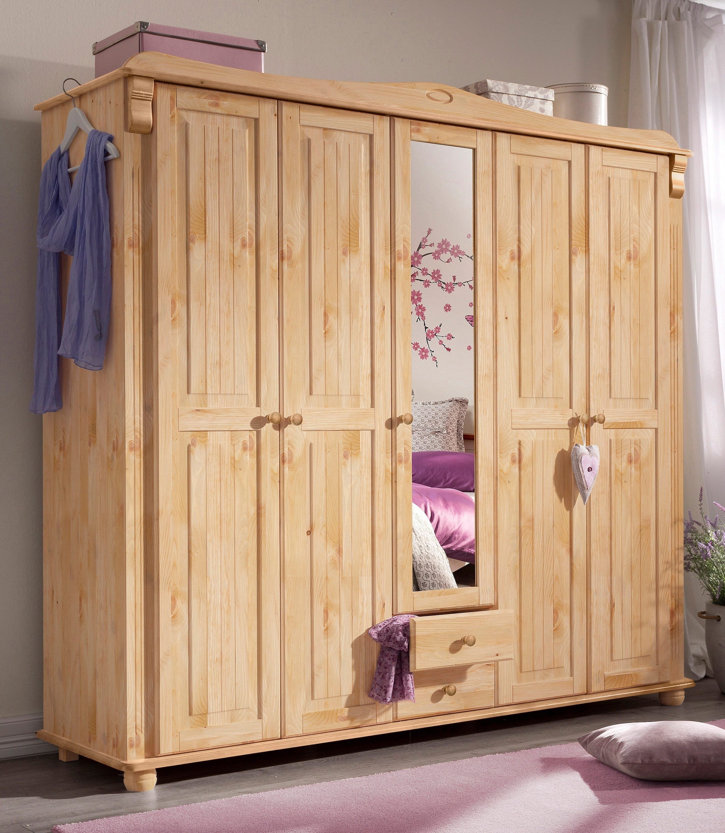 OTTO home Kleiderschrank "Adele" Massive Kiefer,Spiegel; Landhausstil