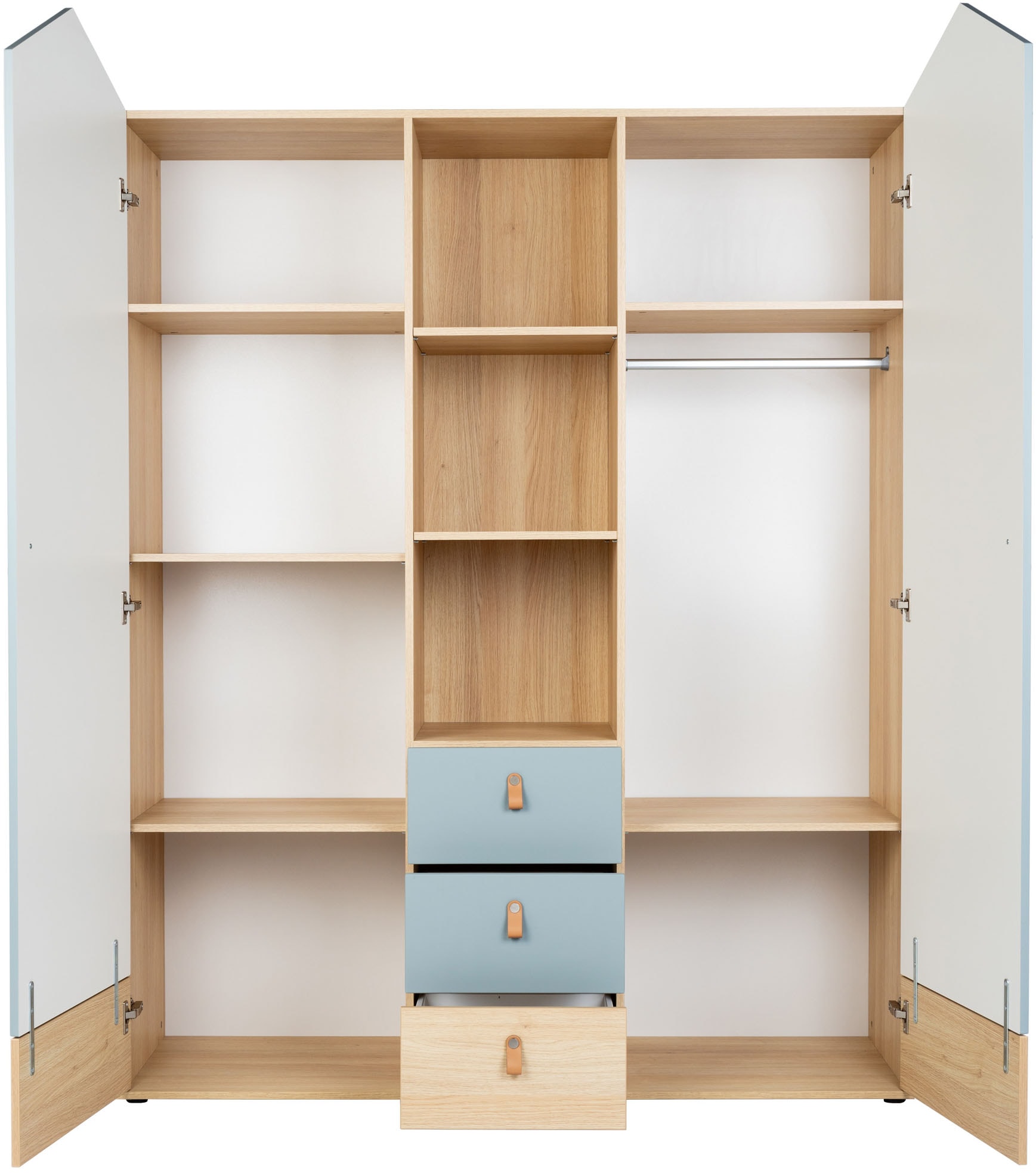 arthur berndt Babyzimmer-Komplettset »Babyzimmer-Set »Roofy« 3-teilig mit 2-türigem Kleiderschrank«, (Set, 3 tlg., Babymöbel-Set »Roofy« Kleiderschrank,Kinderbett+Wickelkommode)