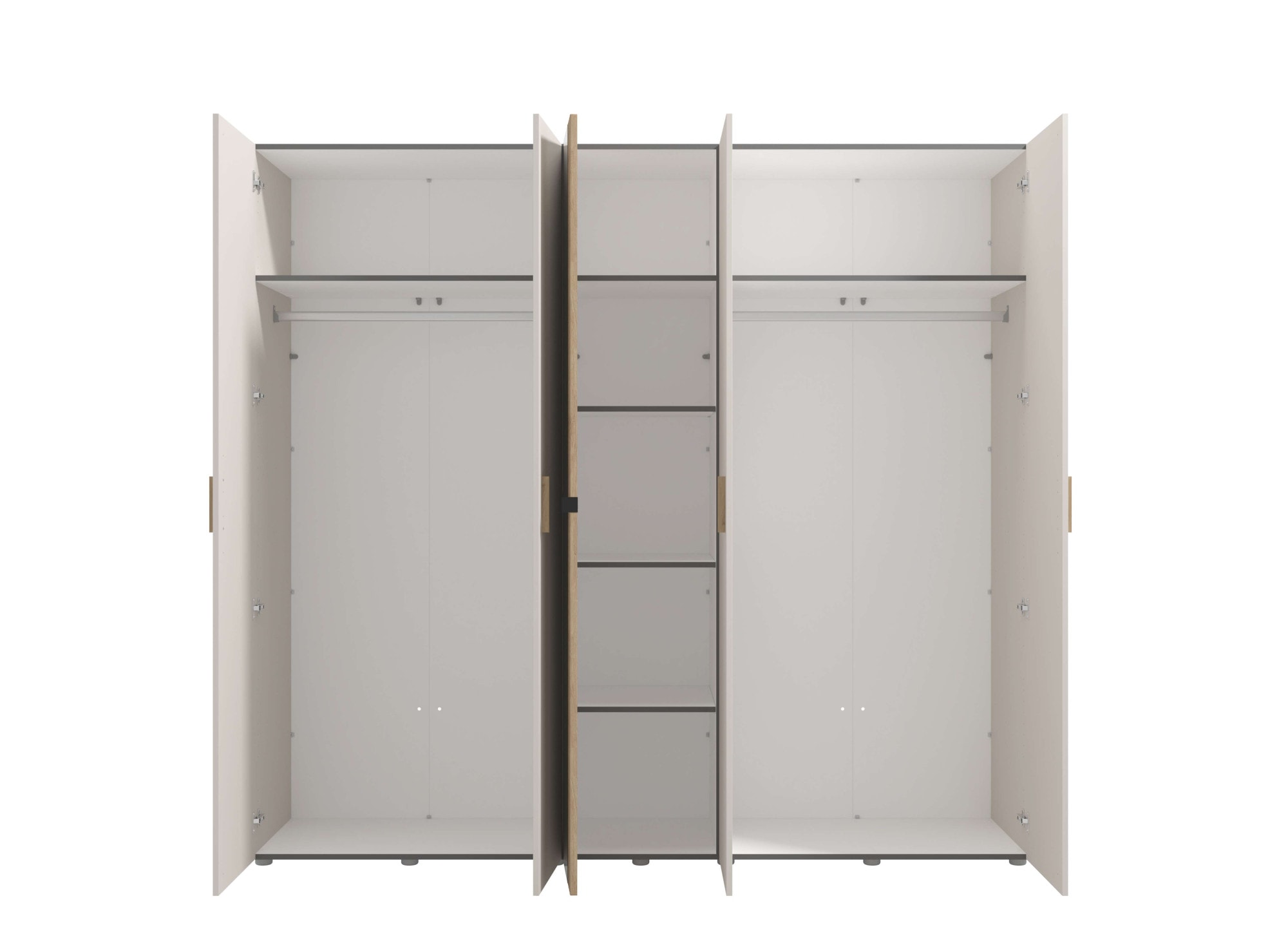 Home affaire Kleiderschrank »Belfort, Schlafzimmerschrank mit Spiegel 5-türig Wäscheschrank«, 225x56x208, FSC®-zertifizierter Holzwerkstoff, Trendfarbe cashmere