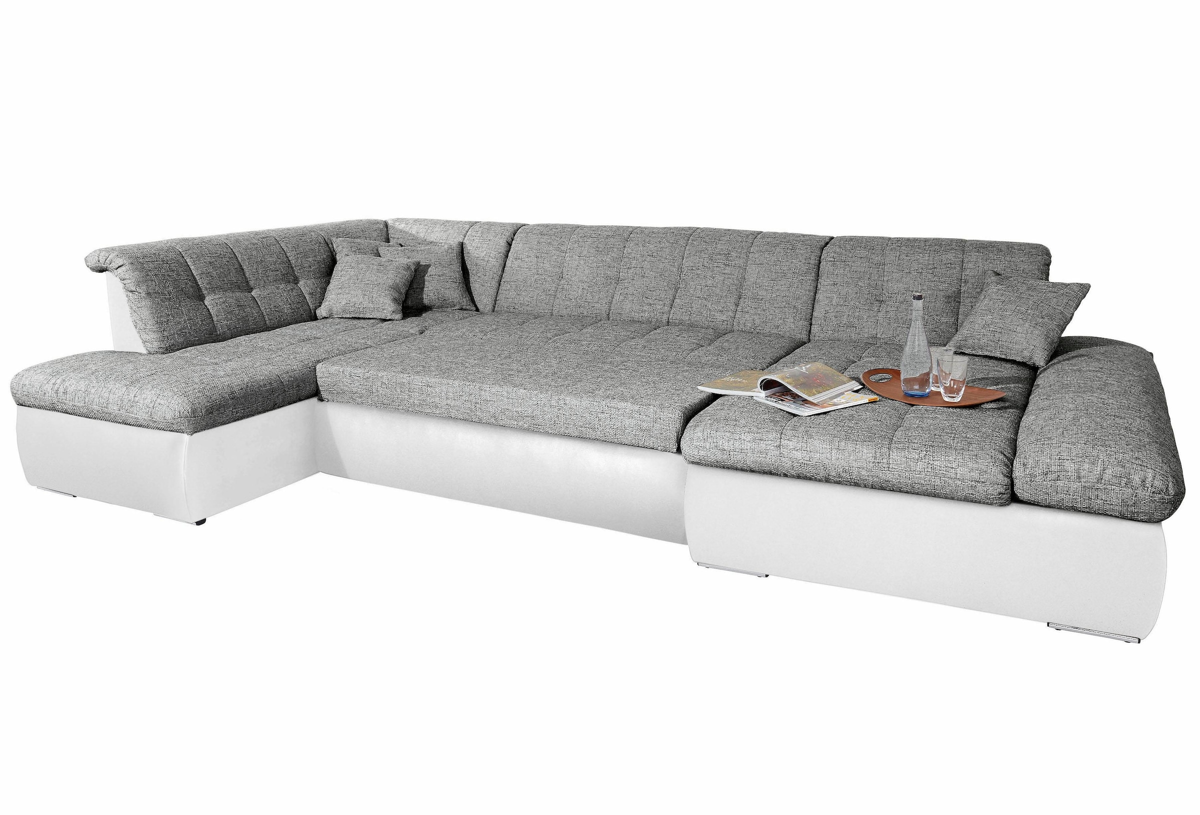 DOMO collection Wohnlandschaft »Moric U-Form auch in Cord«, im XXL-Format, wahlweise mit Bettfunktion und Armlehnenverstellung