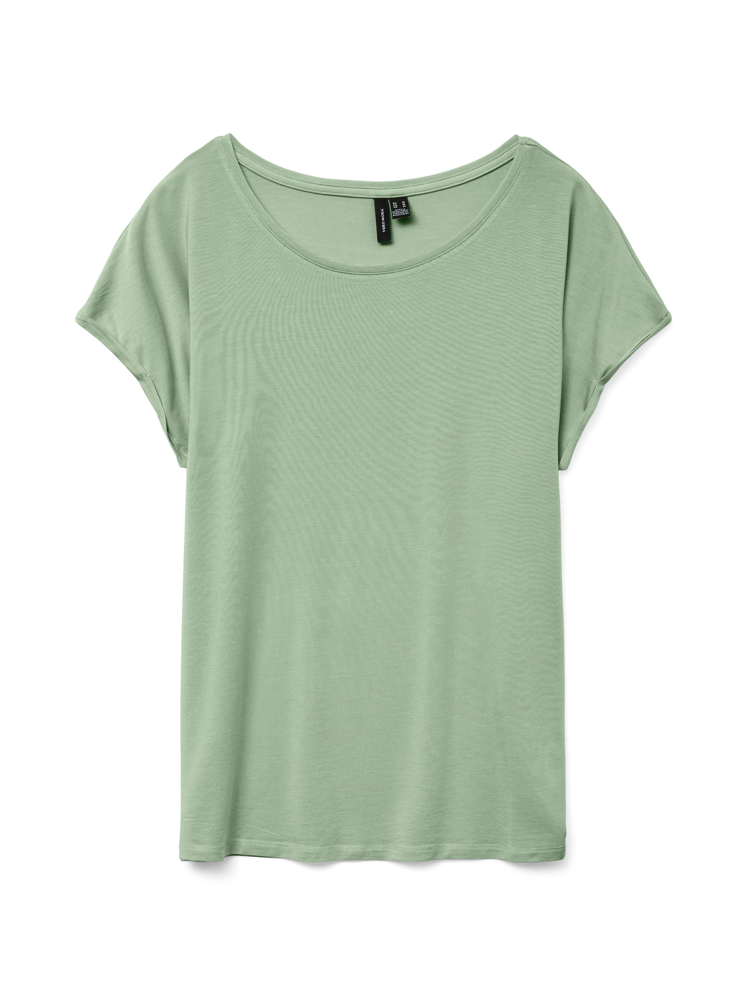 Vero Moda Rundhalsshirt »VMAVA PLAIN SS TOP GAJRS NOOS« Materialmix, regular fit