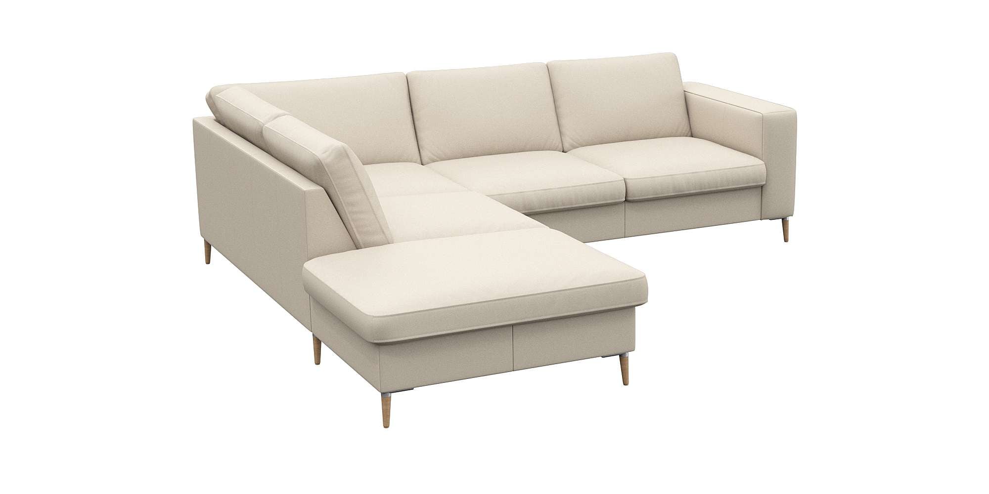 FLEXLUX Ecksofa »Fiore, L-Form«, breite Armlehnen, Füße Alu/Eiche, B/T 241/225 cm, Kaltschaum im Sitz