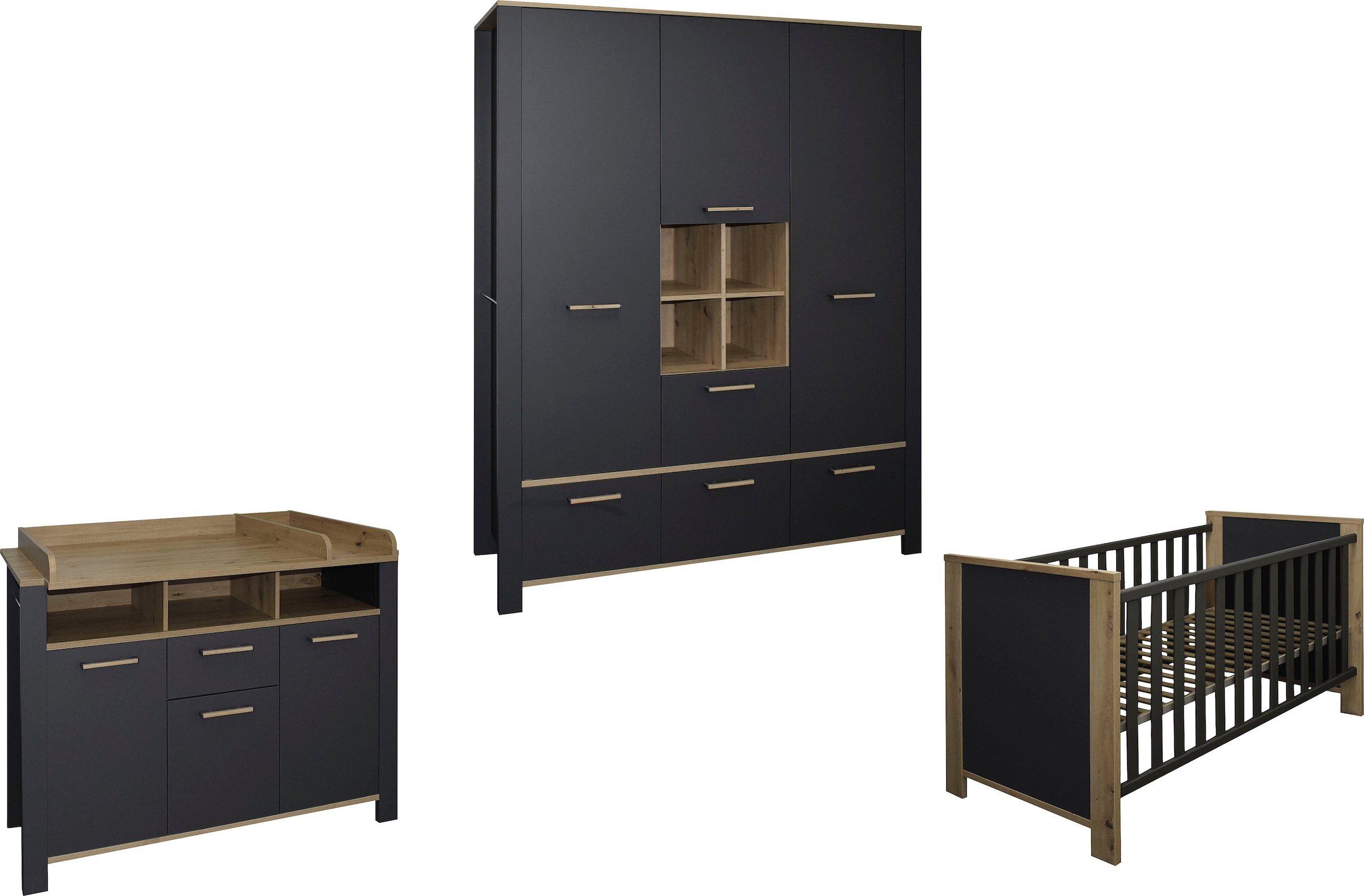 Babymöbel-Set »Tom«, (3 tlg., Wiko/Bett/Kleiderschrank)