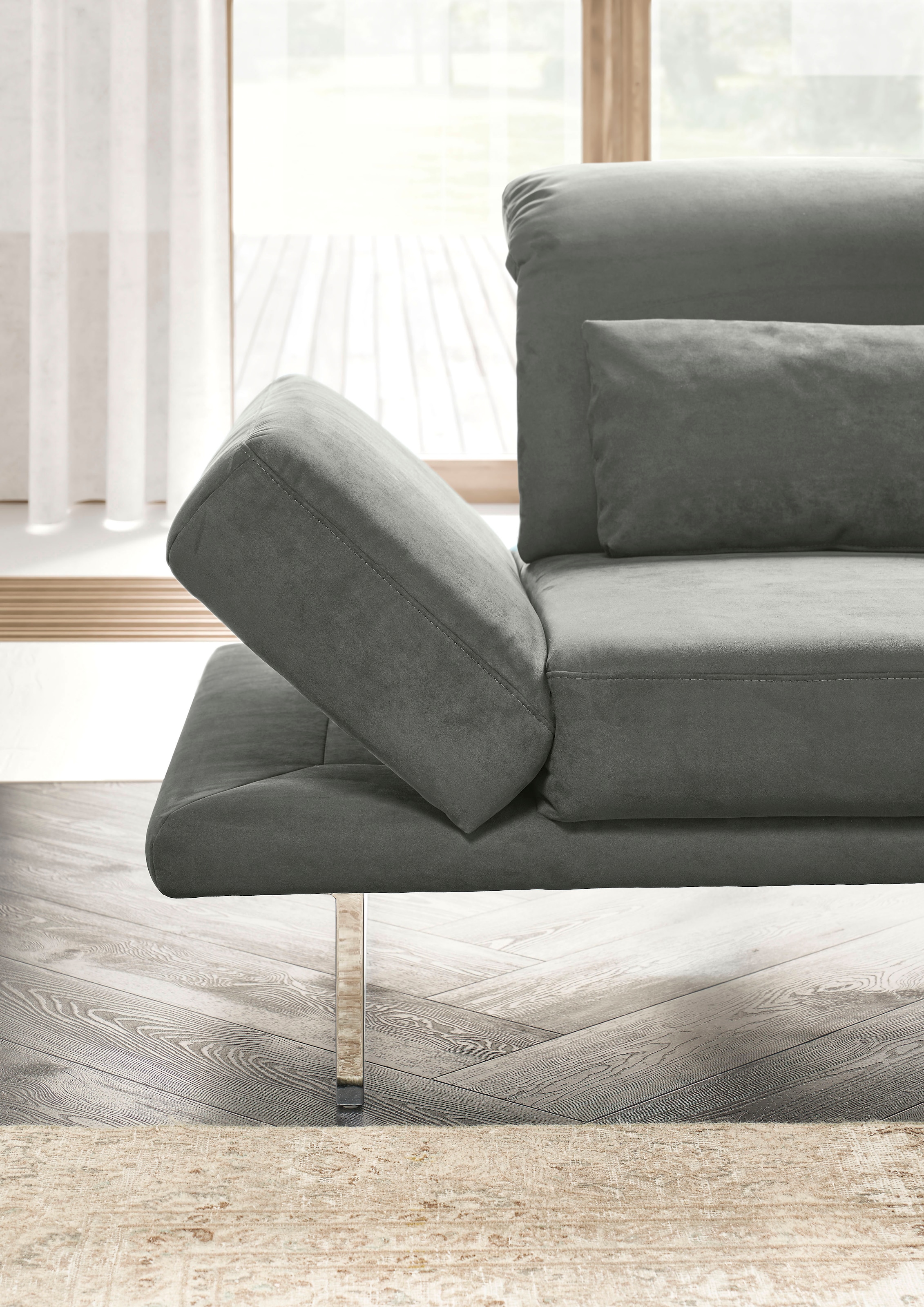 3C Candy 3-Sitzer »Mallow Designsofa mit Komfortfunktionen, modern und bequem,«, Verstellbare Armlehne und Kopfteil, manuelle Sitztiefenverstellung