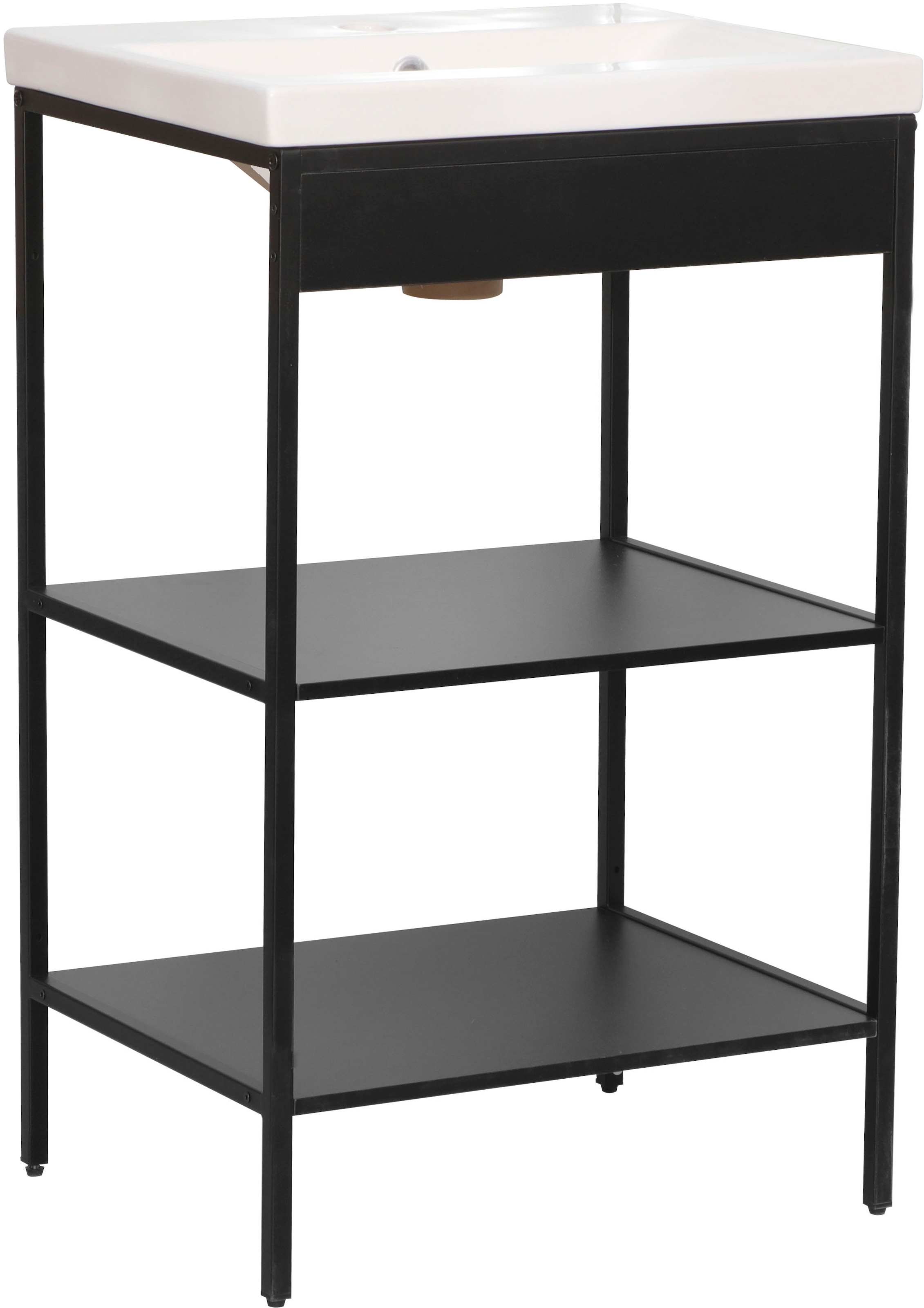 welltime Waschbeckenunterschrank "Lodi" 1 Stk. tlg. Badezimmerregal mit 2 offenen Fächern - (B/T/H) 51/40/80 cm