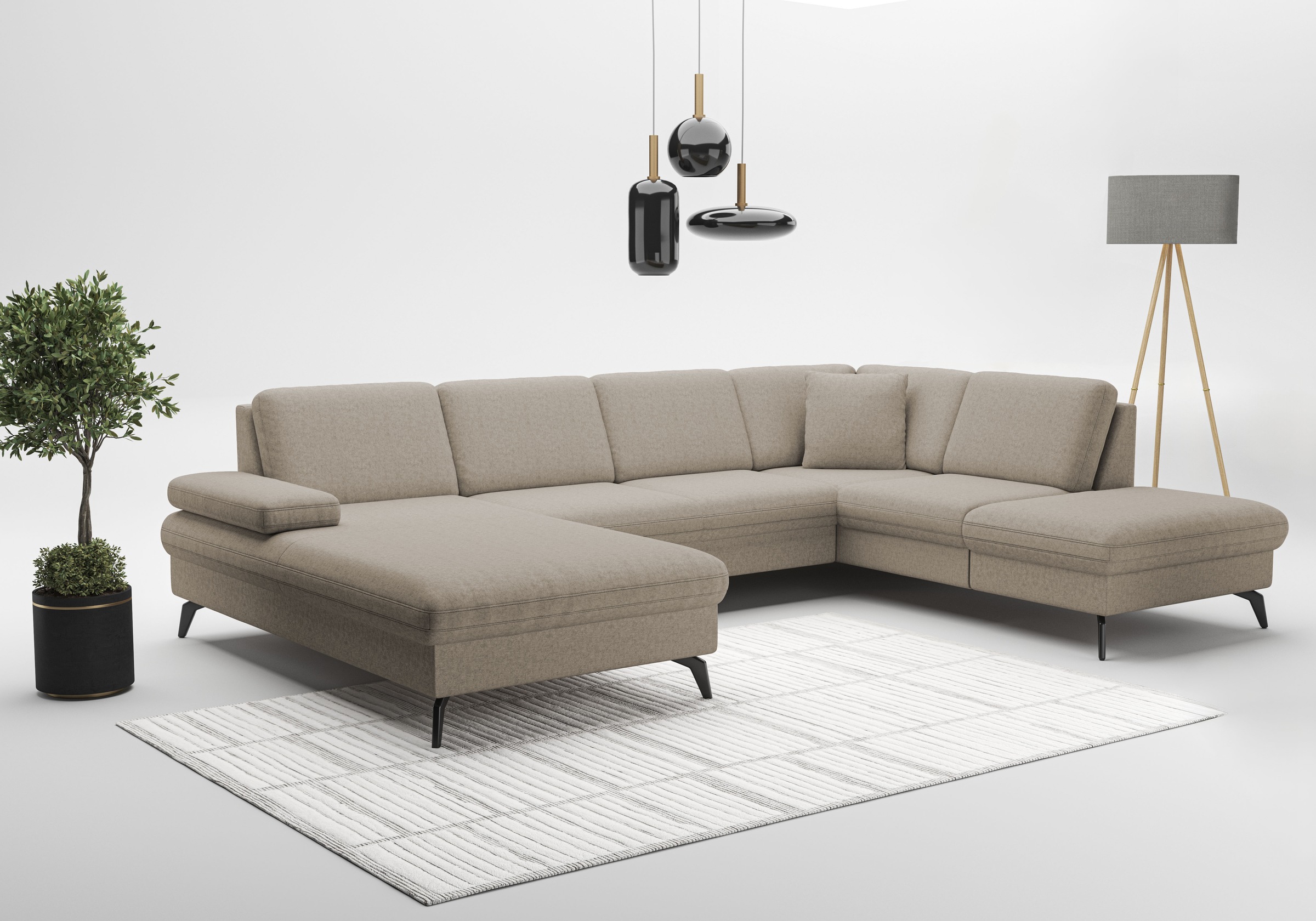 sit&more Wohnlandschaft »Morris Jubi U-Form«, inkl. Armteilfunktion und 1 Zierkissen, wahlweise mit Bettfunktion