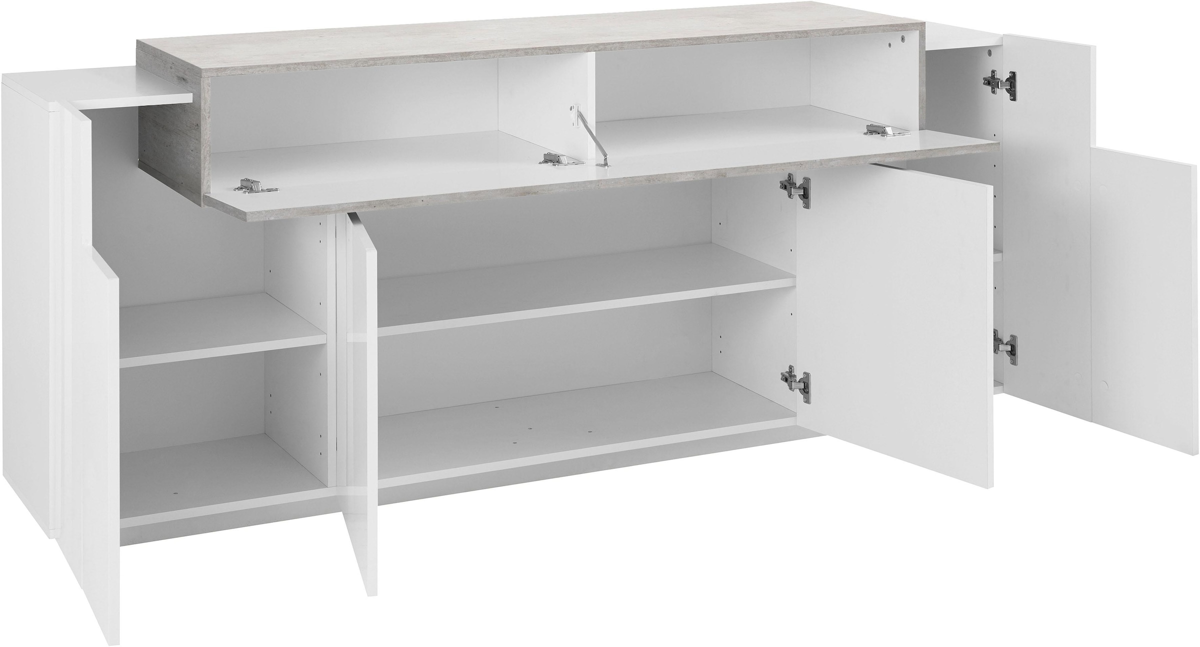 INOSIGN Sideboard »Coro, Kommode, Schrank, Kredenz, grifflos mit Einlegeböden«, 1 klappe,4 Türen, Doppeltiefe, B/T/H 200x45x85,6cm