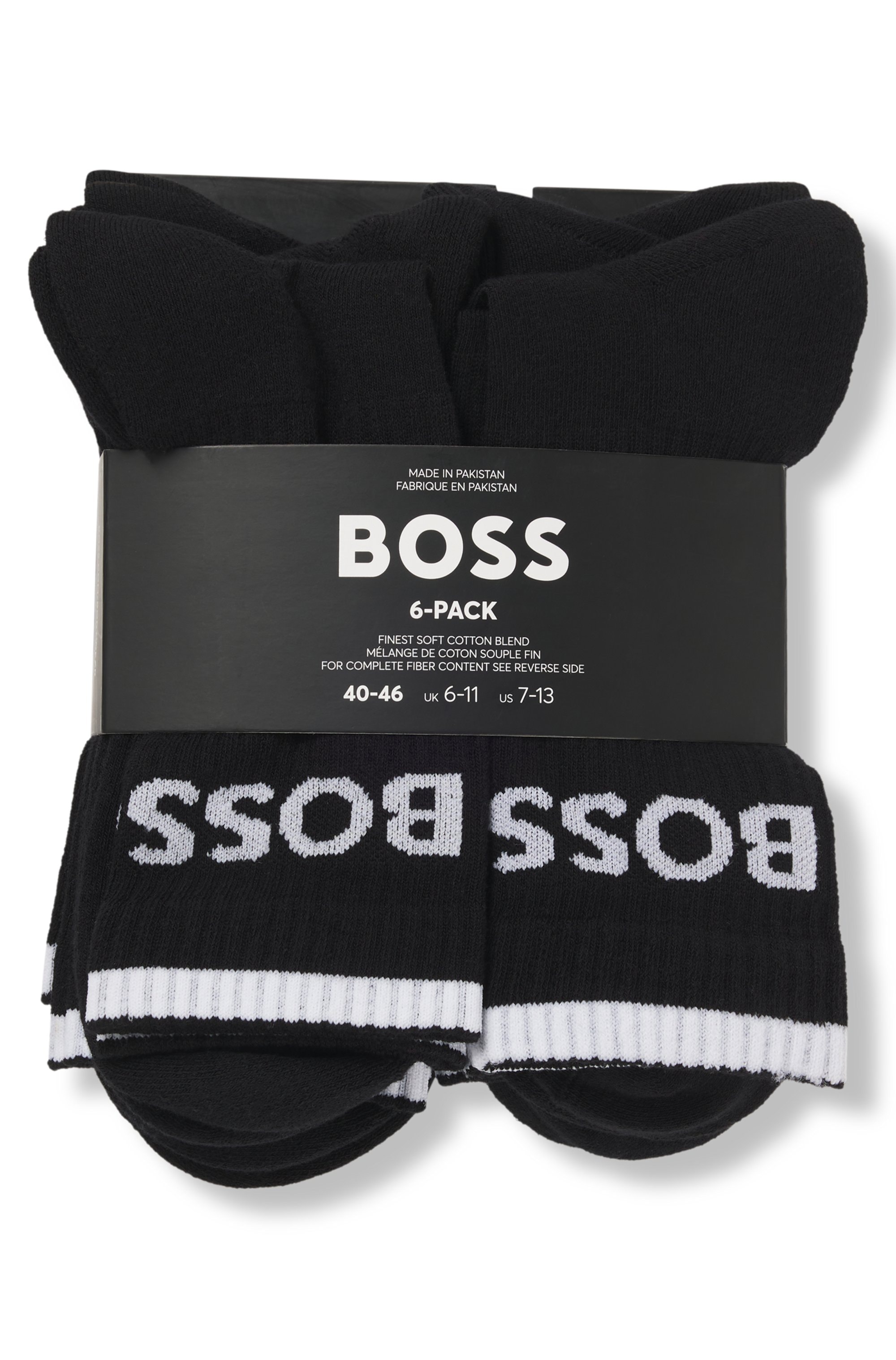 BOSS Businesssocken »6P QS Stripe CC«, (Packung, 6 Paar, 6er), mit BOSS Schriftzug