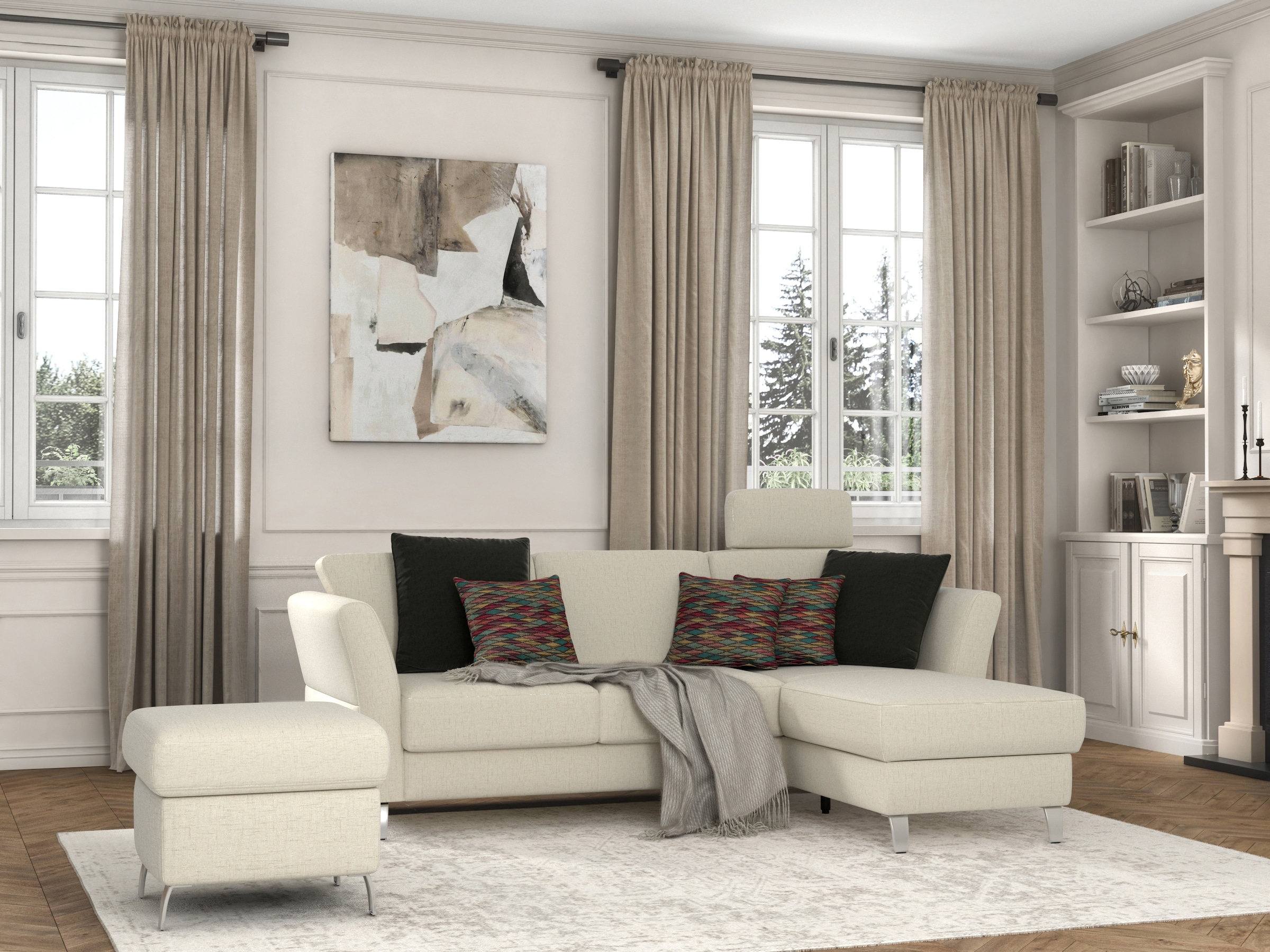 sit&more Ecksofa »Visby L-Form« wahlweise mit Bettfunktion und Bettkasten, frei im Raum stellbar