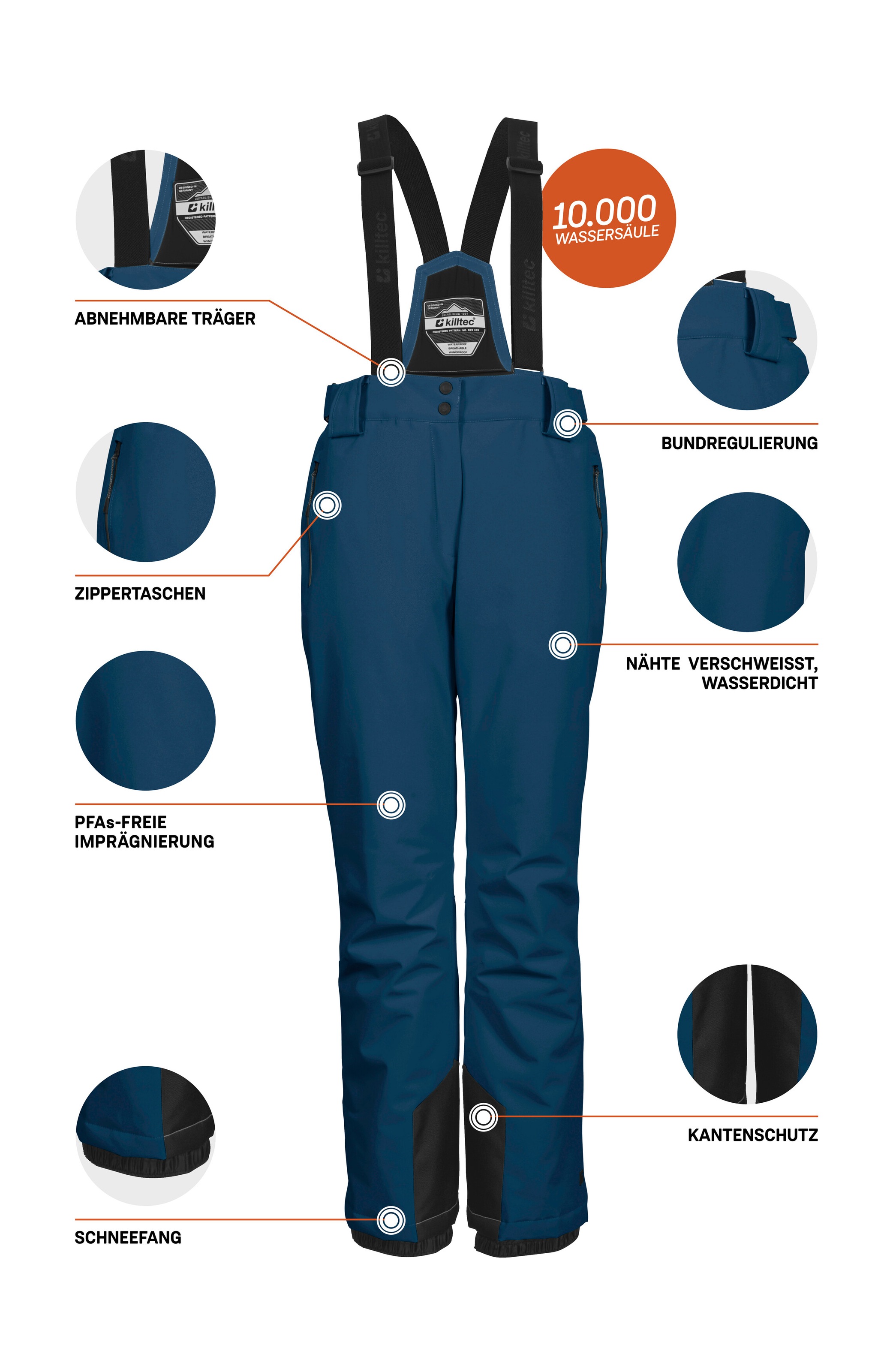 Killtec Skihose »KSW 249 WMN SKI PNTS«, Wasser- und winddicht, abnehmbare Träger, verstellbare Taille