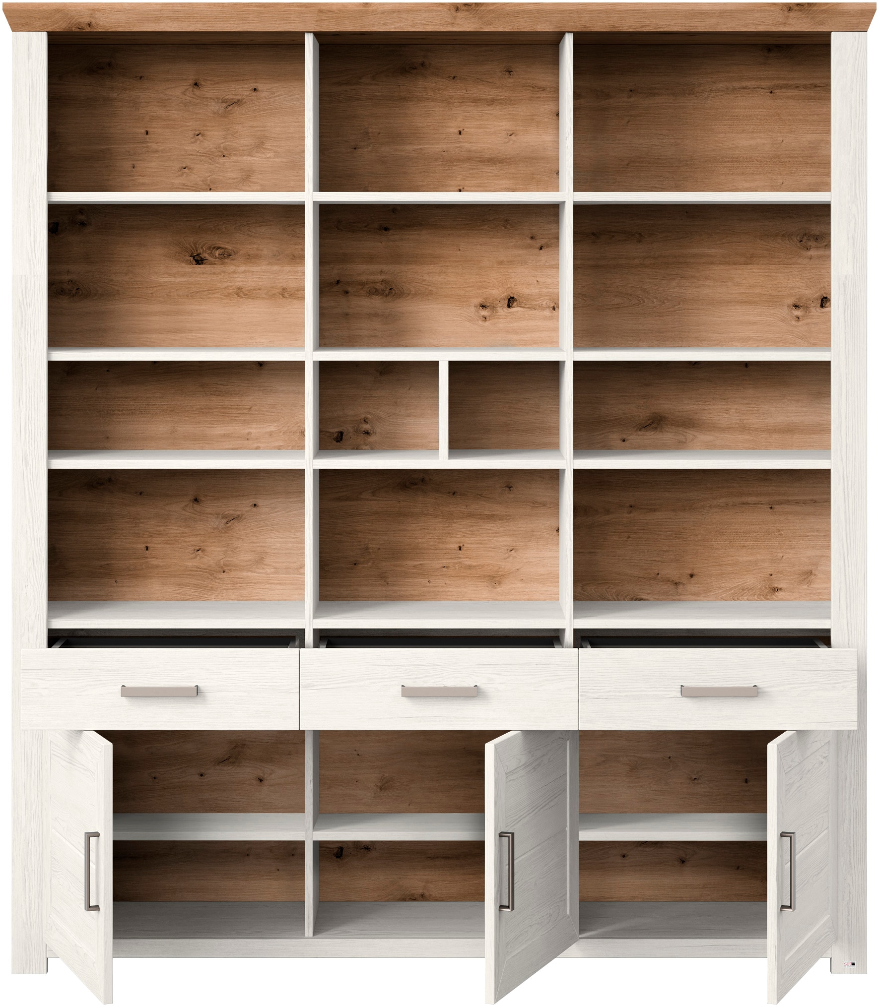 set one by Musterring Aktenregal »York«, offenes Design, wahlweise mit Beleuchtung, 3 Farben, Breite 184 cm