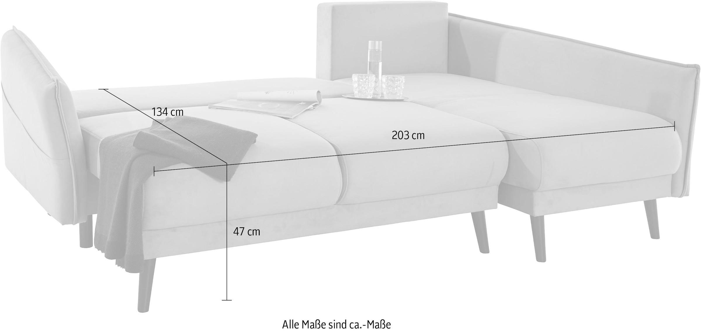 Home affaire Ecksofa »Asra L-Form, B: 240 cm« Bettfunktion, Bettkasten, Taschen & 3 Zierkissen, Federkern