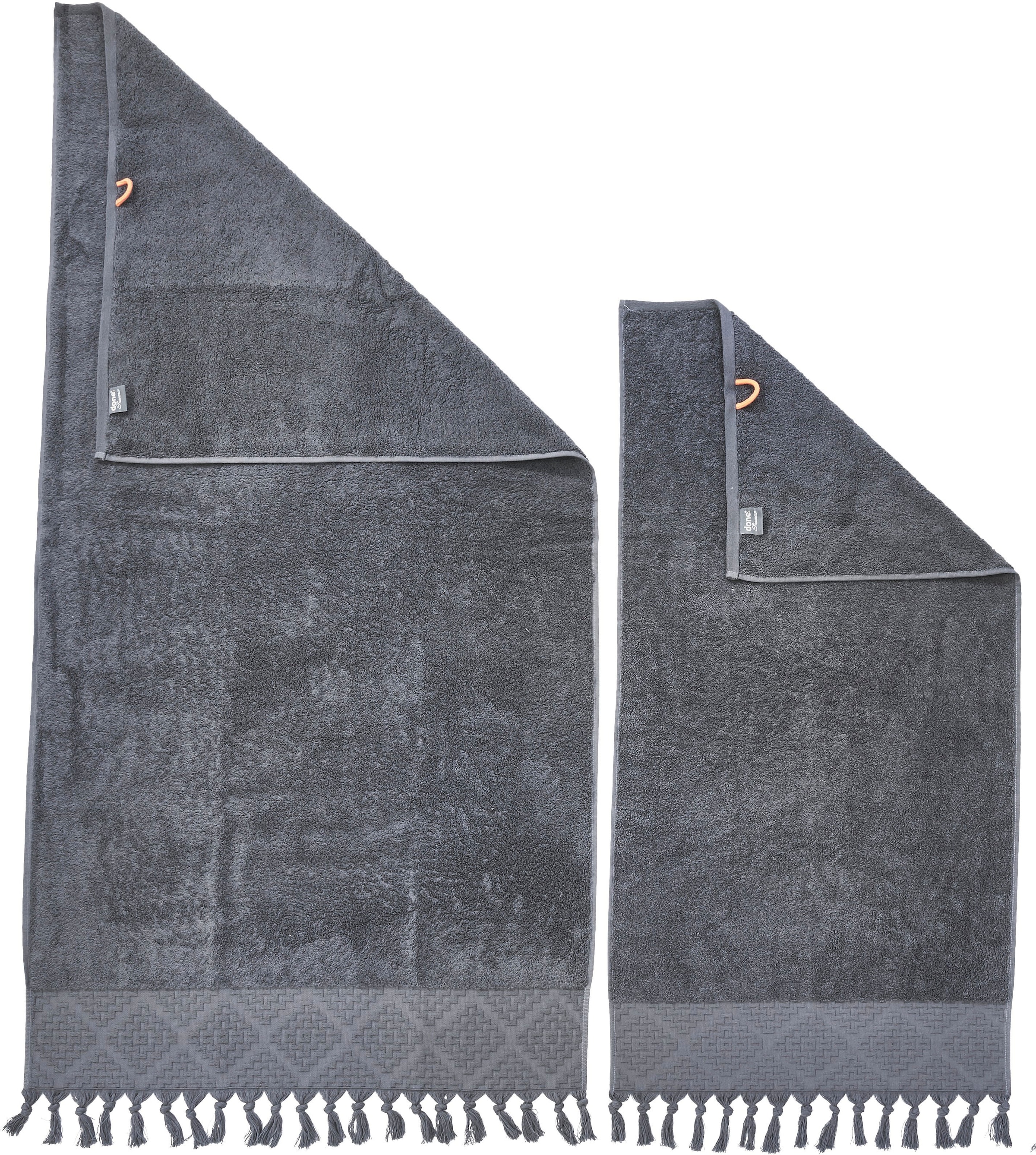 done.® Handtuch Set »Provence Bohéme« Uni-Farben, Boho-Style, mit auffälliger Borte & Fransen