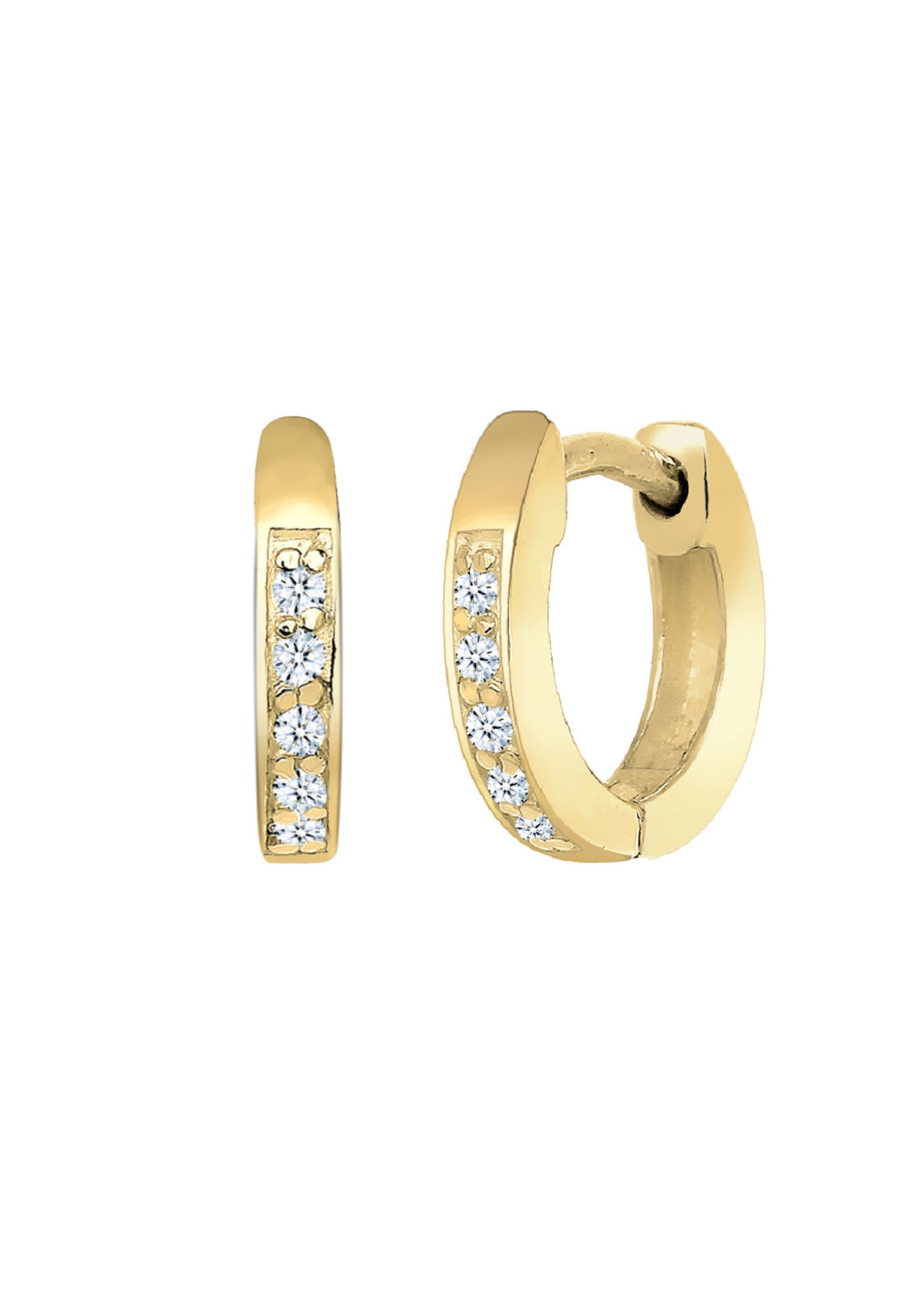 Elli DIAMONDS Paar Creolen »Ohrringe Creolen Diamant Weiß Brillantschliff (0.05 ct) 375 Gelbgold«