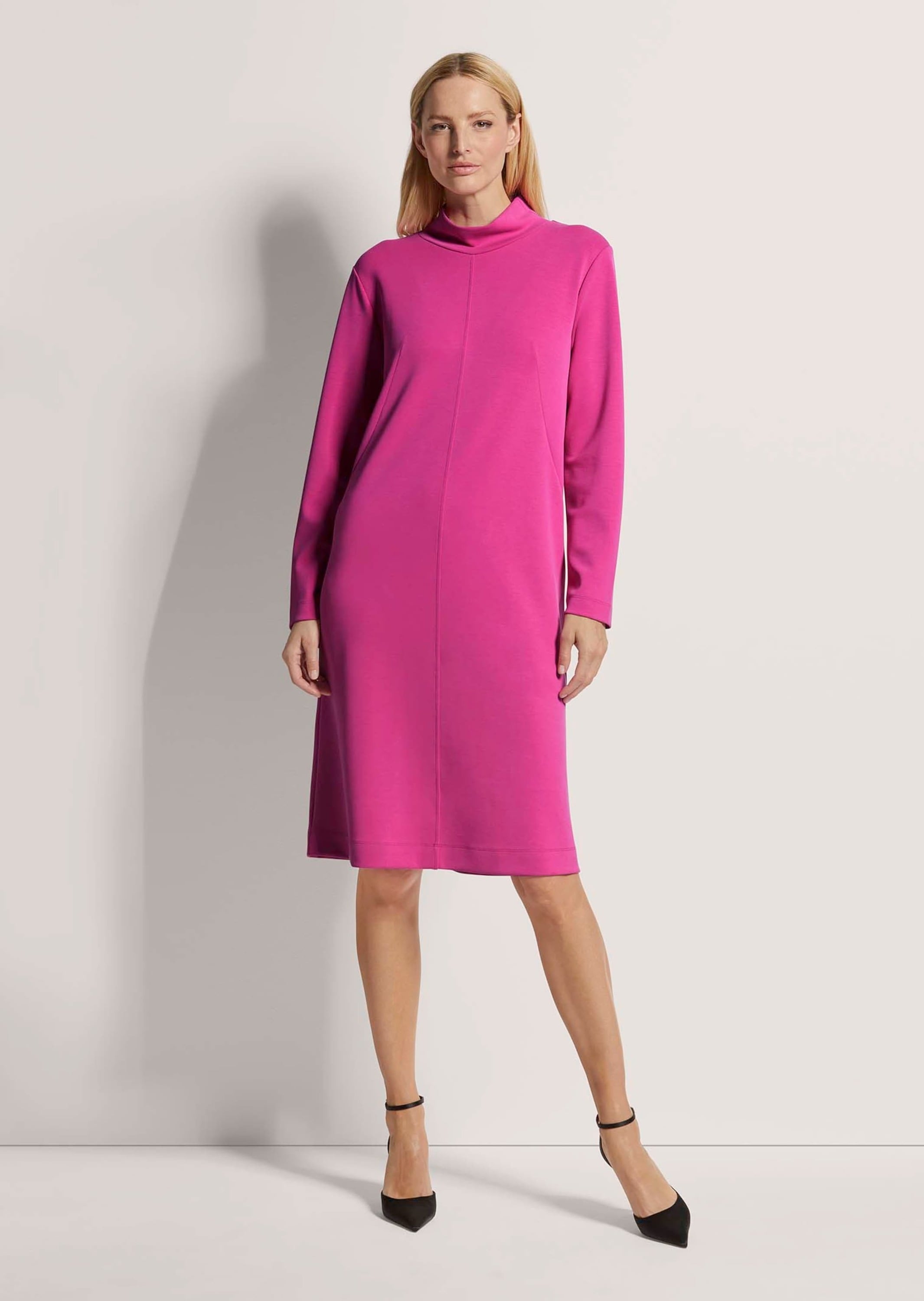 MADELEINE Sommerkleid »Jerseykleid Jersey-Kleid mit Stehkragen, Midilänge« Jerseykleid mit modischen Teilungsnähten