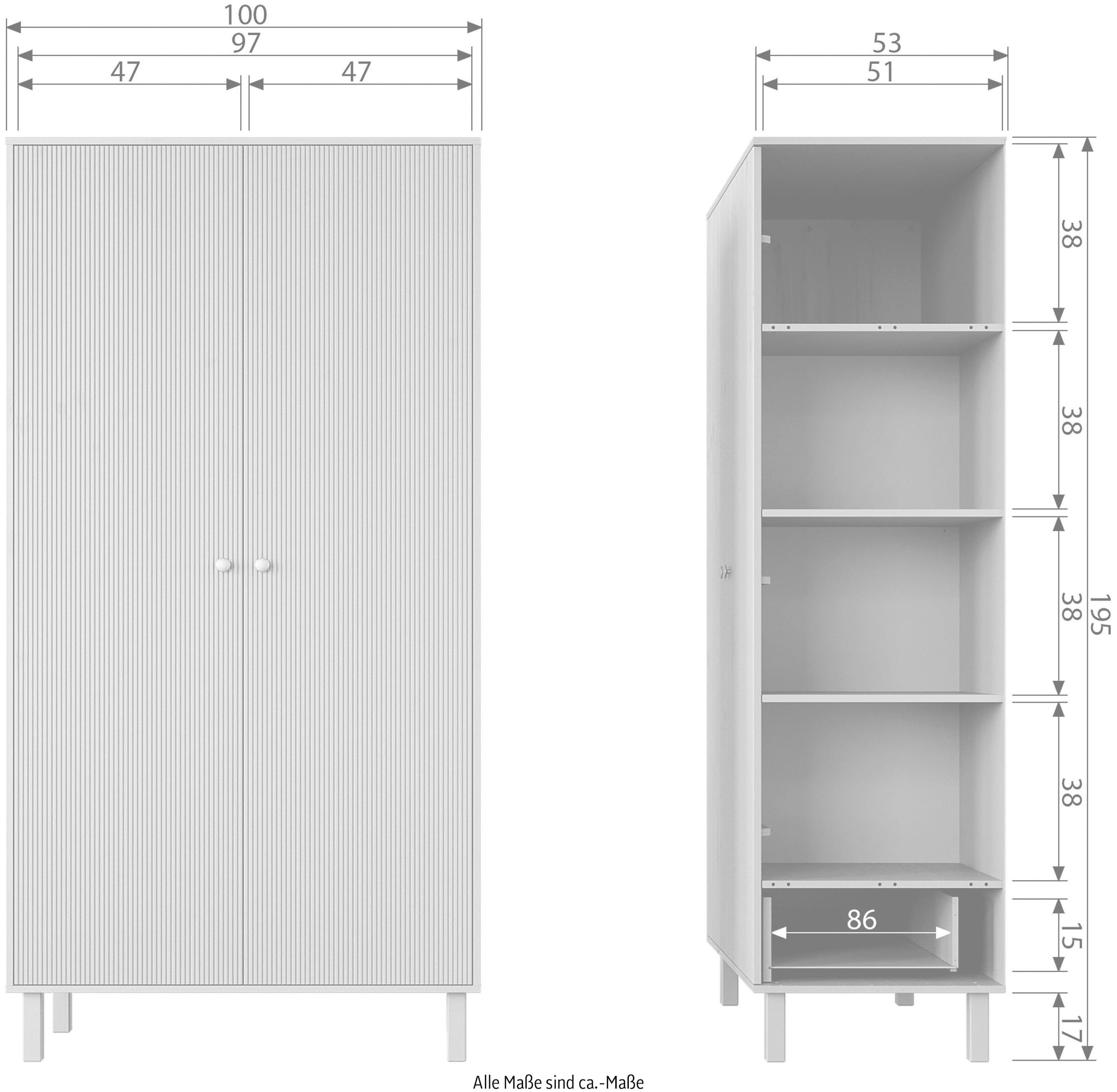 WOOOD Garderobenschrank »Madu«, mit Kleiderstange, aus Kiefernholz, H 195 cm x B 100 cm