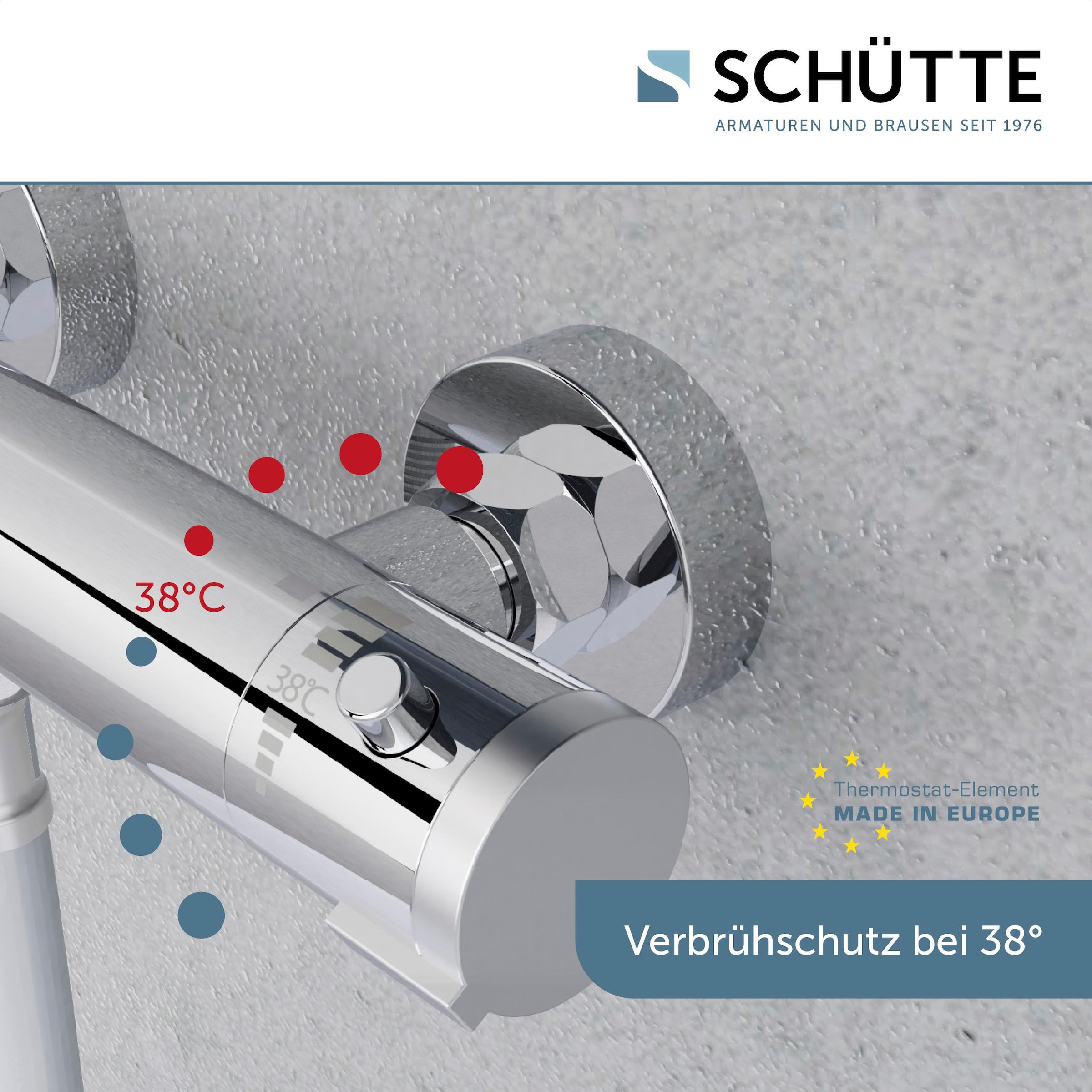 Schütte Badarmatur »3-teilige Serie LONDON«, (Set), Energiesparend, Verbrühschutz, 360° schwenkbar, wassersparend