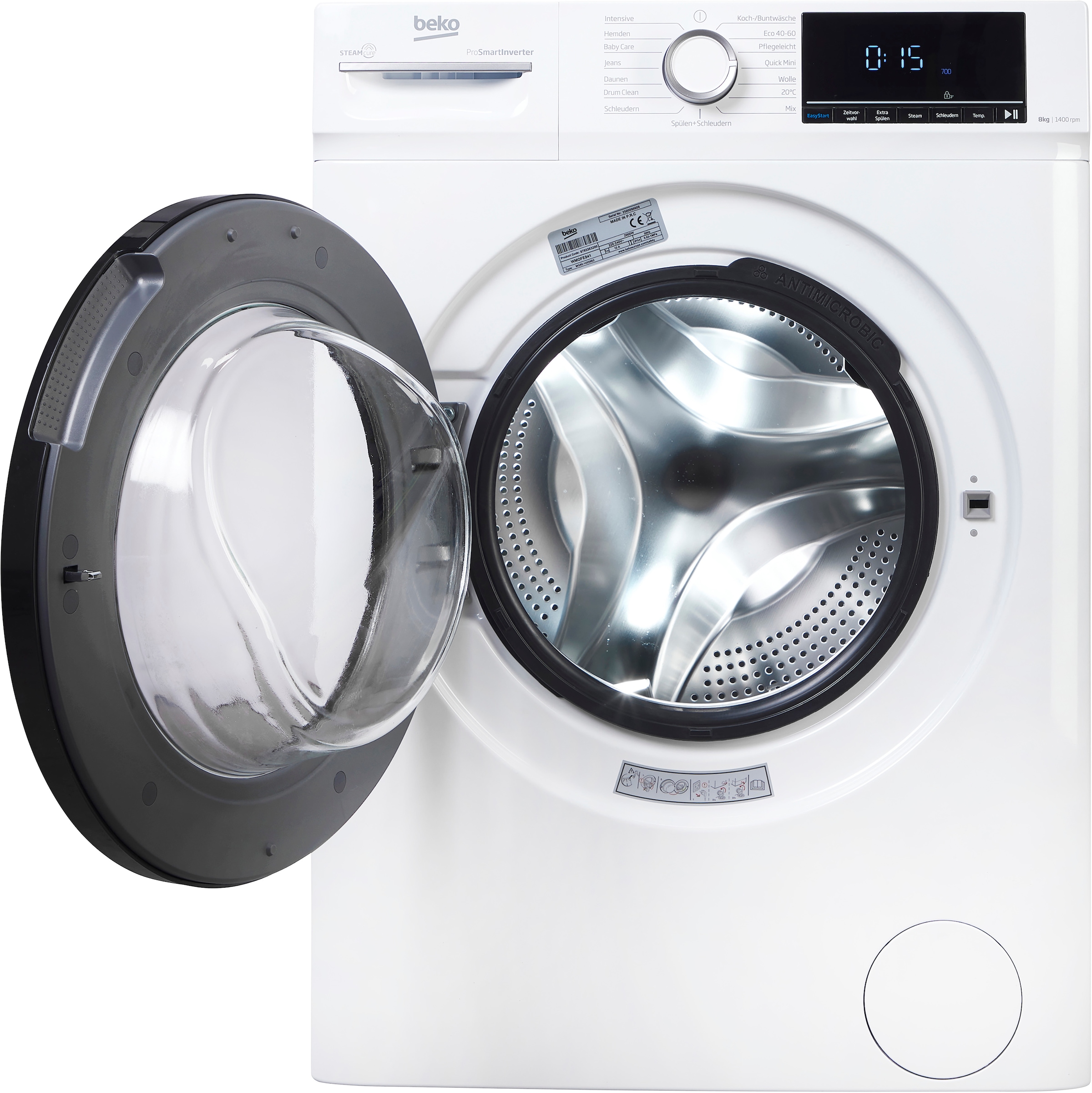 BEKO Waschmaschine »WMOFE841« 8 kg 1400 U/min SteamCure-Dampffunktion für schonende Pflege und Frische
