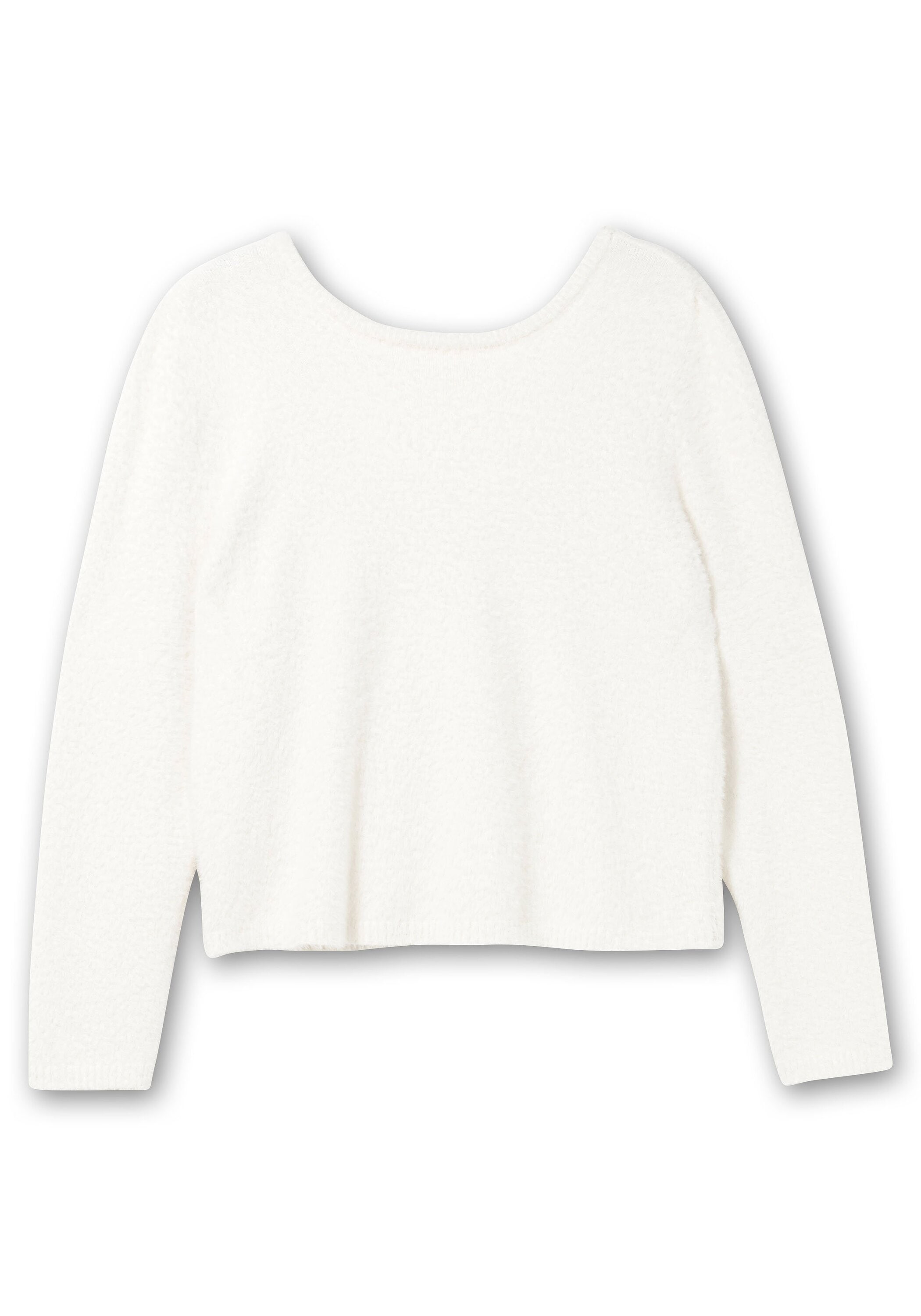 Sheego Rundhalspullover »Flauschiger Pullover mit tiefem V-Ausschnitt hinten«