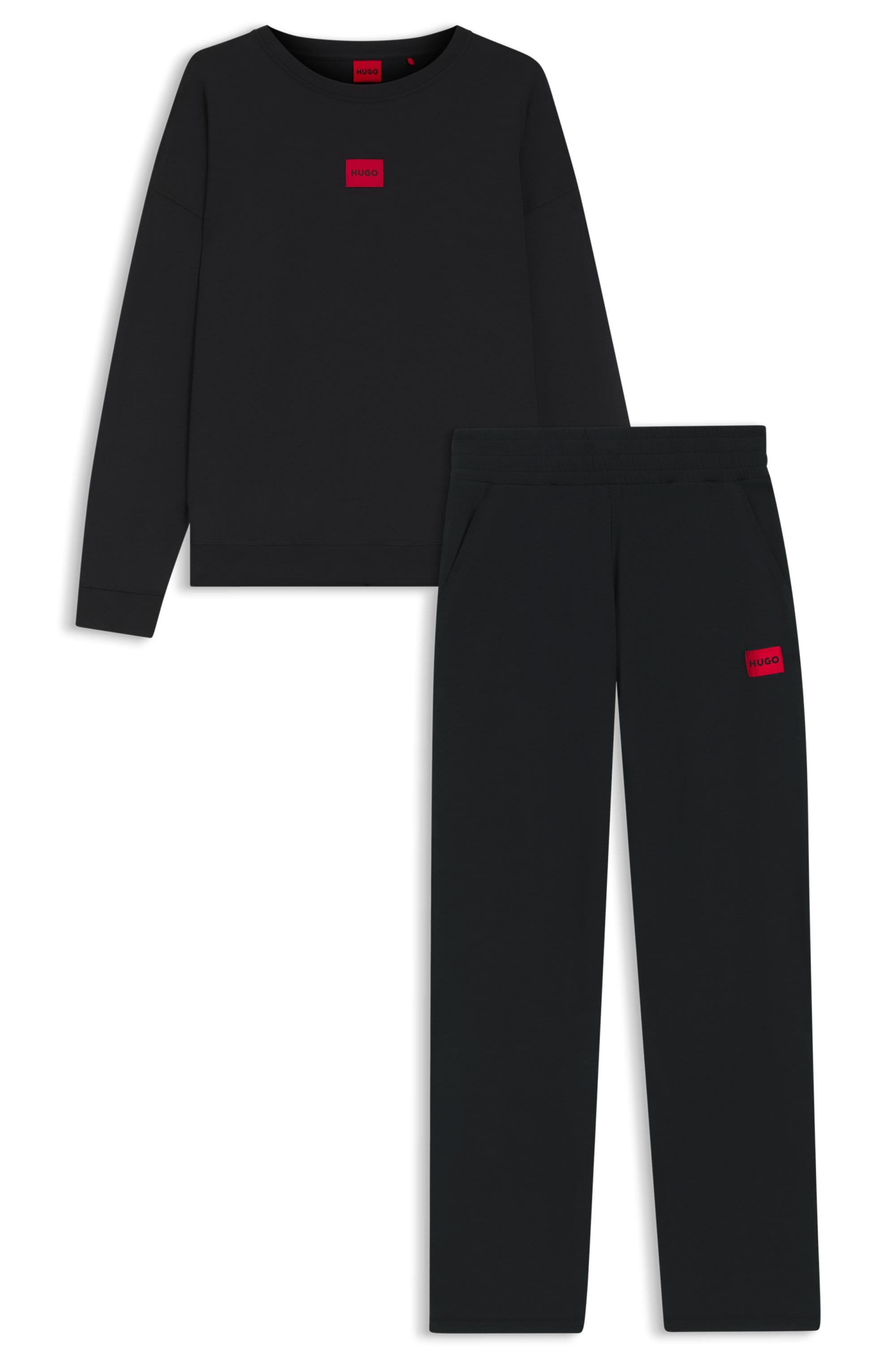 HUGO Underwear Pyjama, (Set, 2 tlg.), Rundhalsausschnitt, Regular fit, Logo-Label