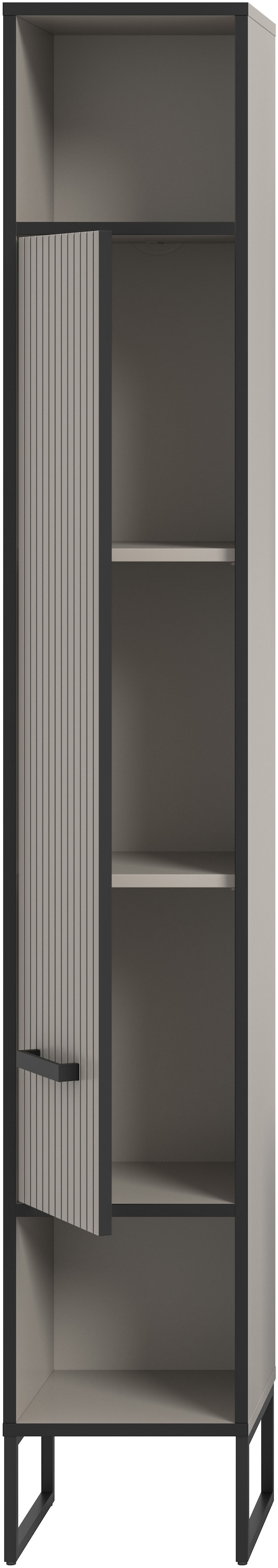 welltime Hochschrank »Locri, Höhe 192 cm, Rillenoptik, Metall Kufen«, (1 St.), Türanschlag wechselbar, modernes Design, Badschrank, Bad