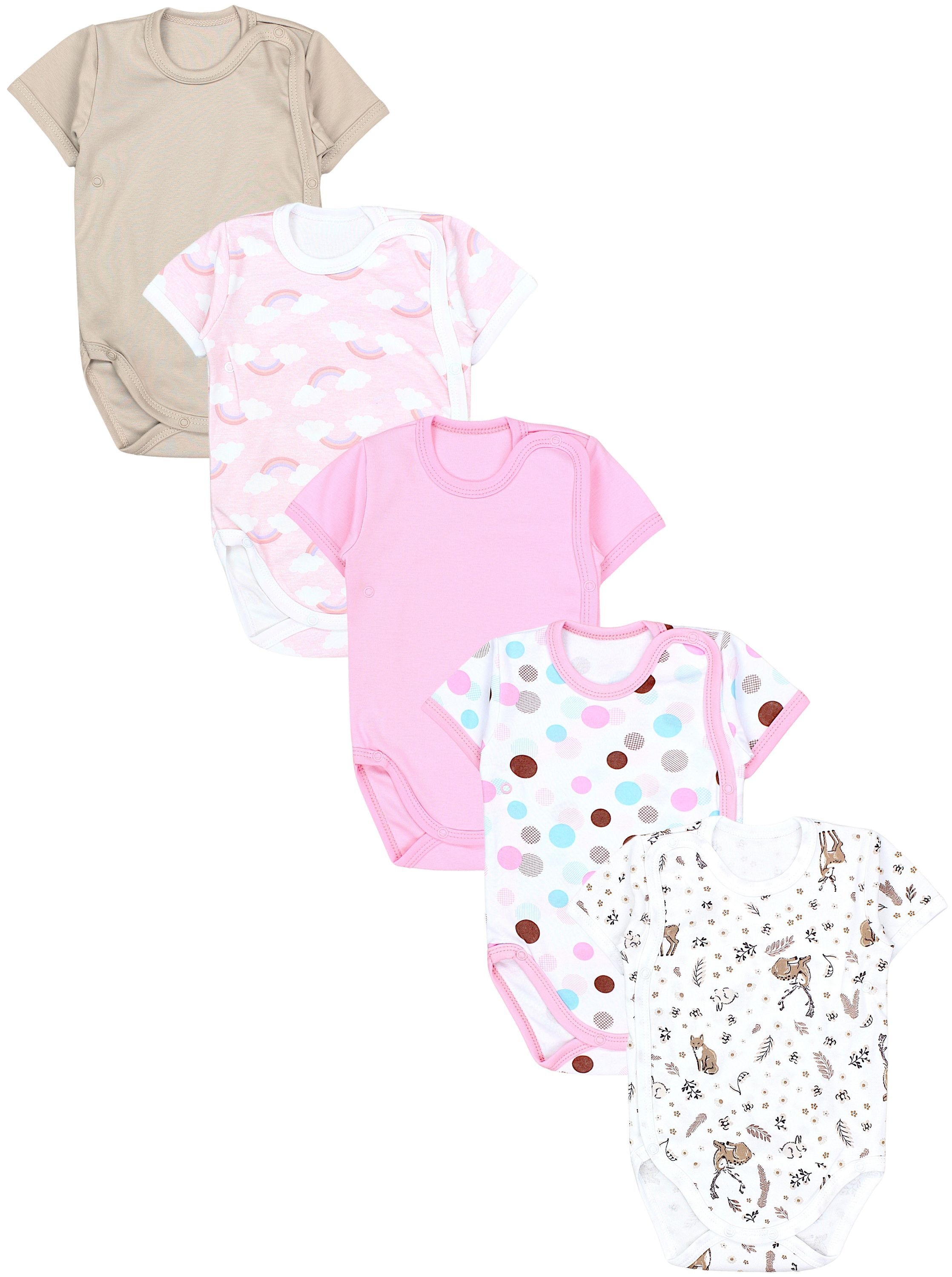 TupTam Kurzarmwickelbody »Wickelbody Baby Mädchen Kurzarm Wickelbody 5er Set«