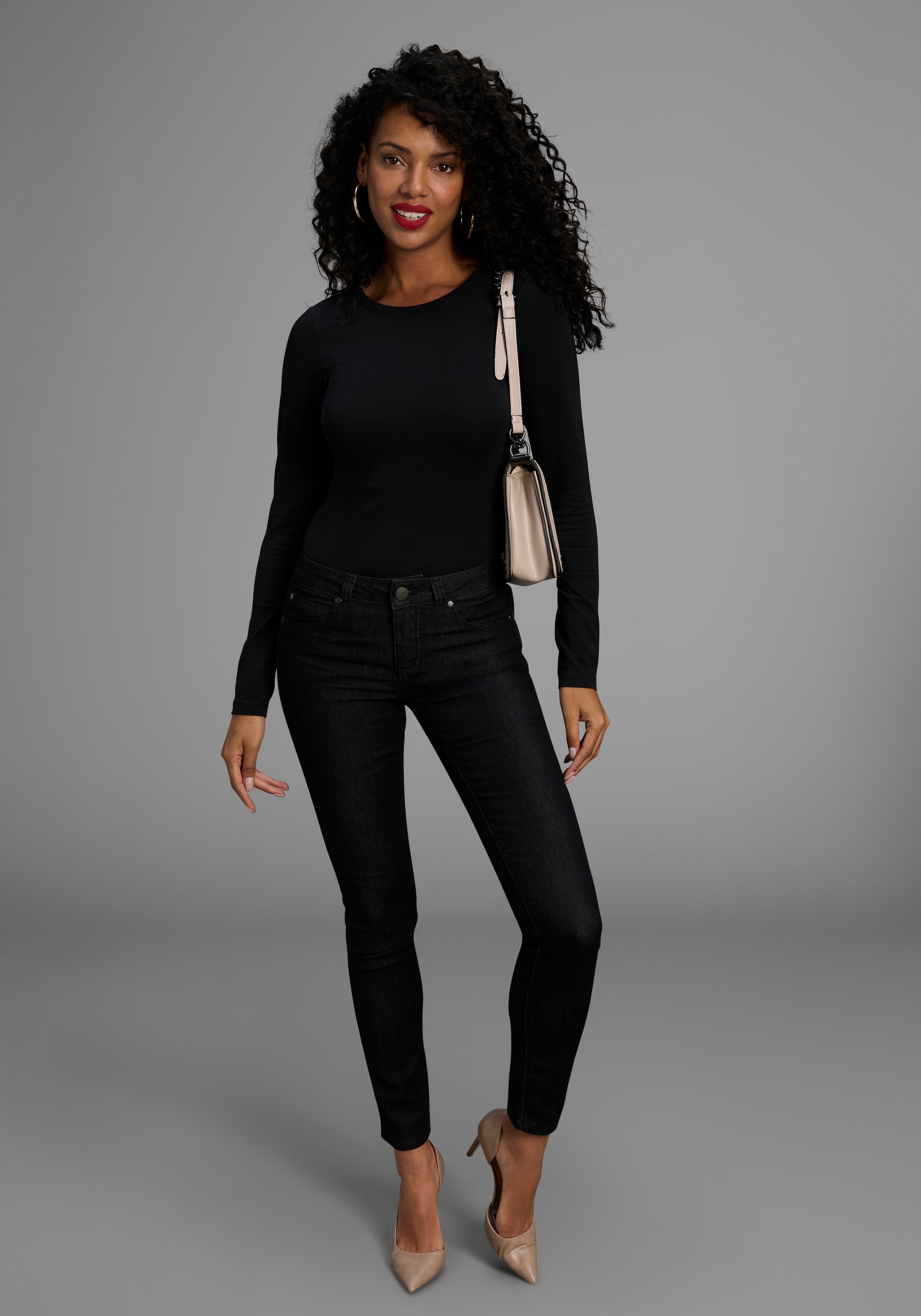 Arizona Skinny-fit-Jeans »Shaping«, skinny Passform, normale Leibhöhe, in Stretch-Qualität, Used-Look