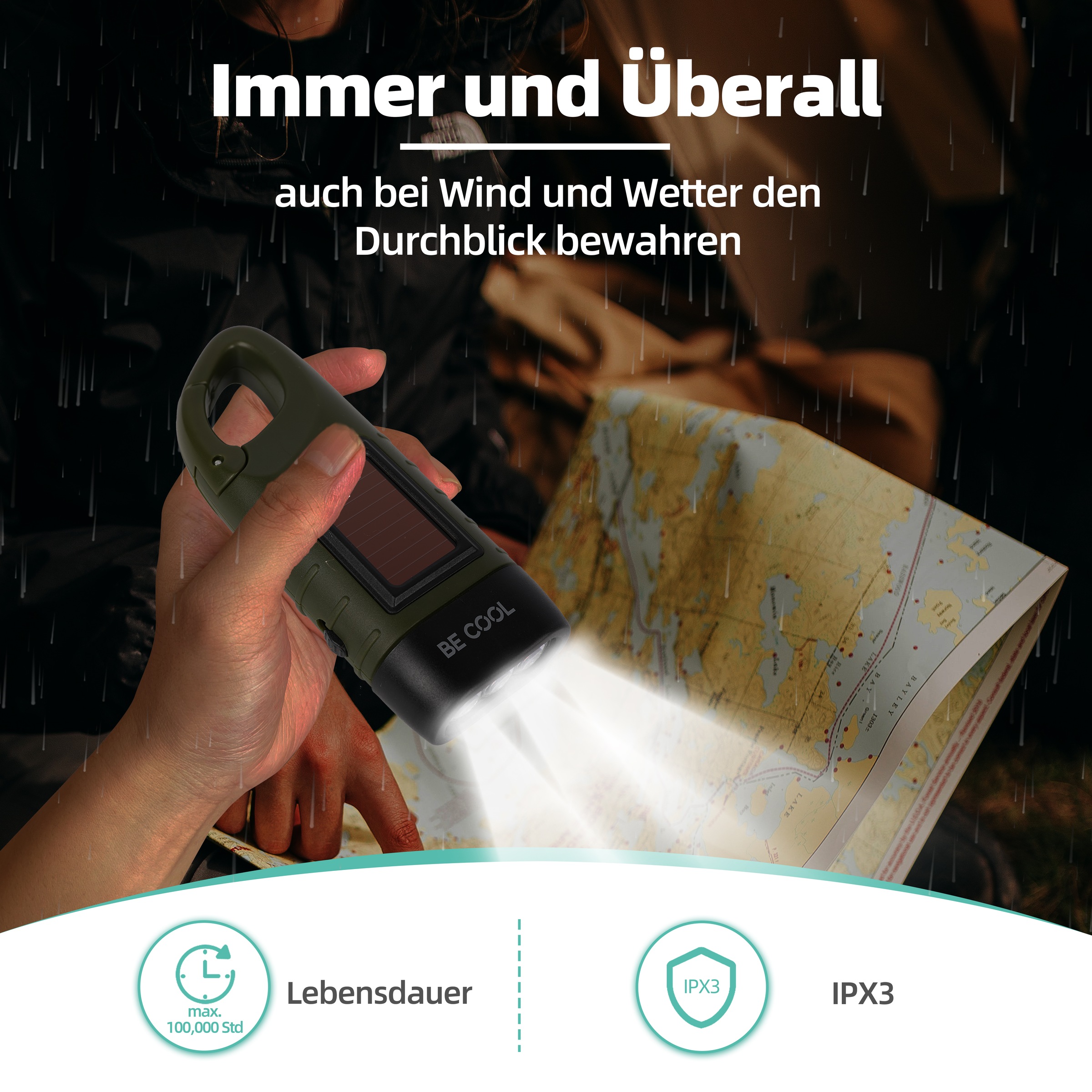 be cool Taschenlampe »Solartaschenlampe mit Kurbelfunktion«