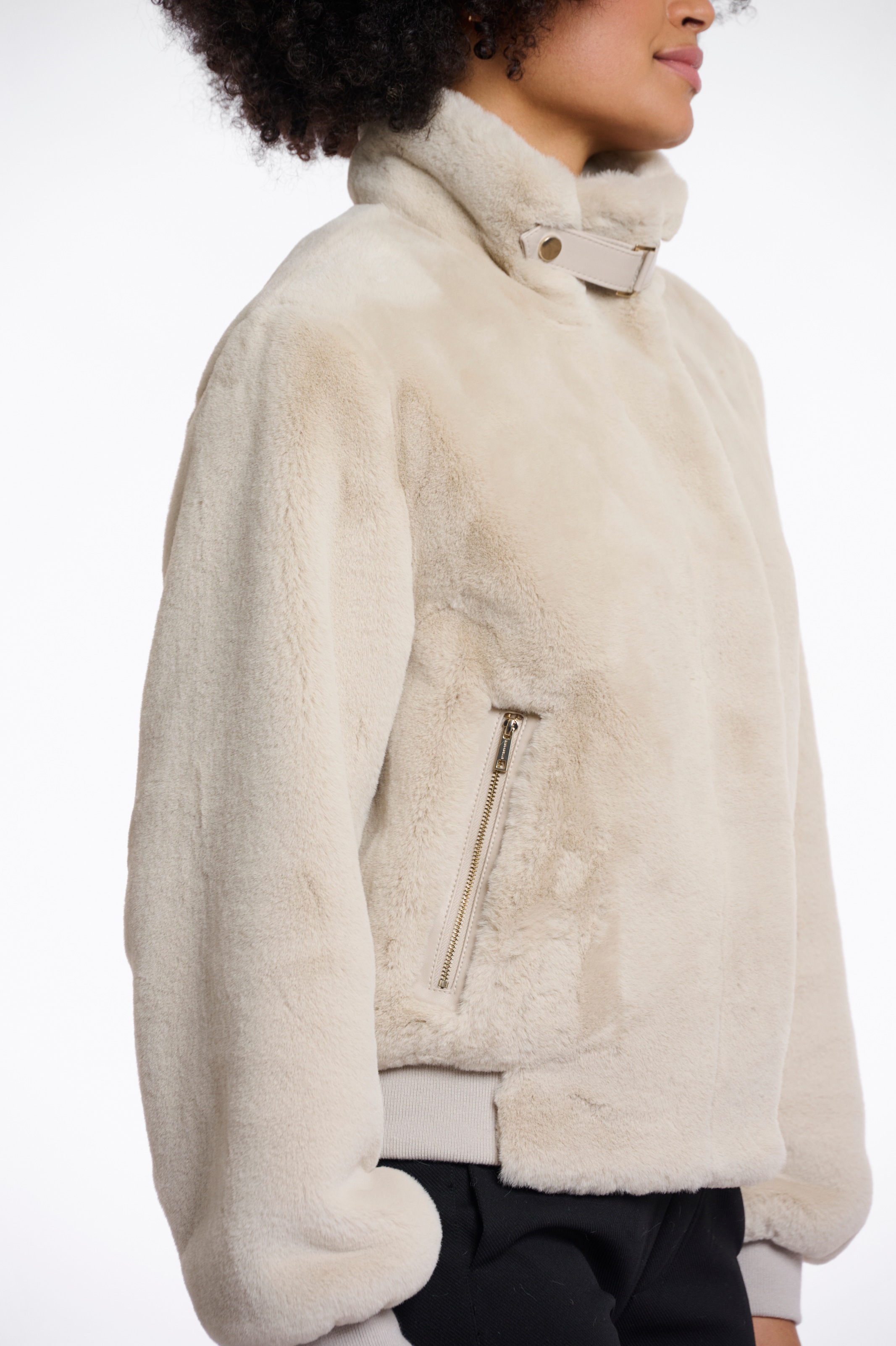 Rino & Pelle Fellimitatjacke, mit Riemen-Detail