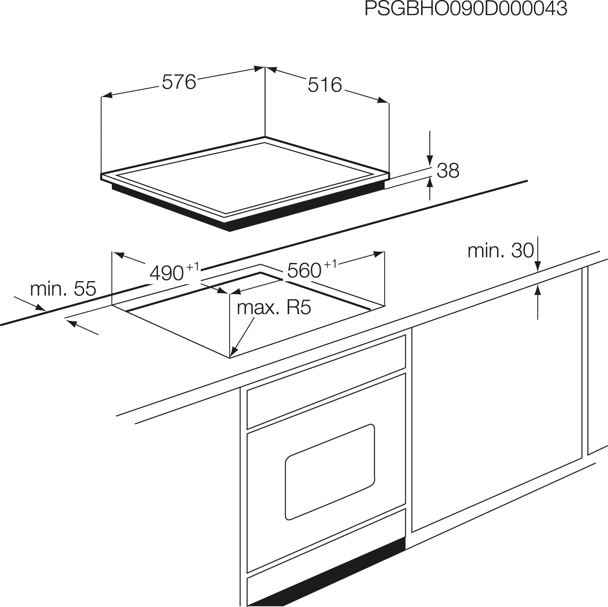 AEG Elektro-Herd-Set Serie 5000 »HH24HSPM«, Pyrolyse-Selbstreinigung, Edelstahl Design