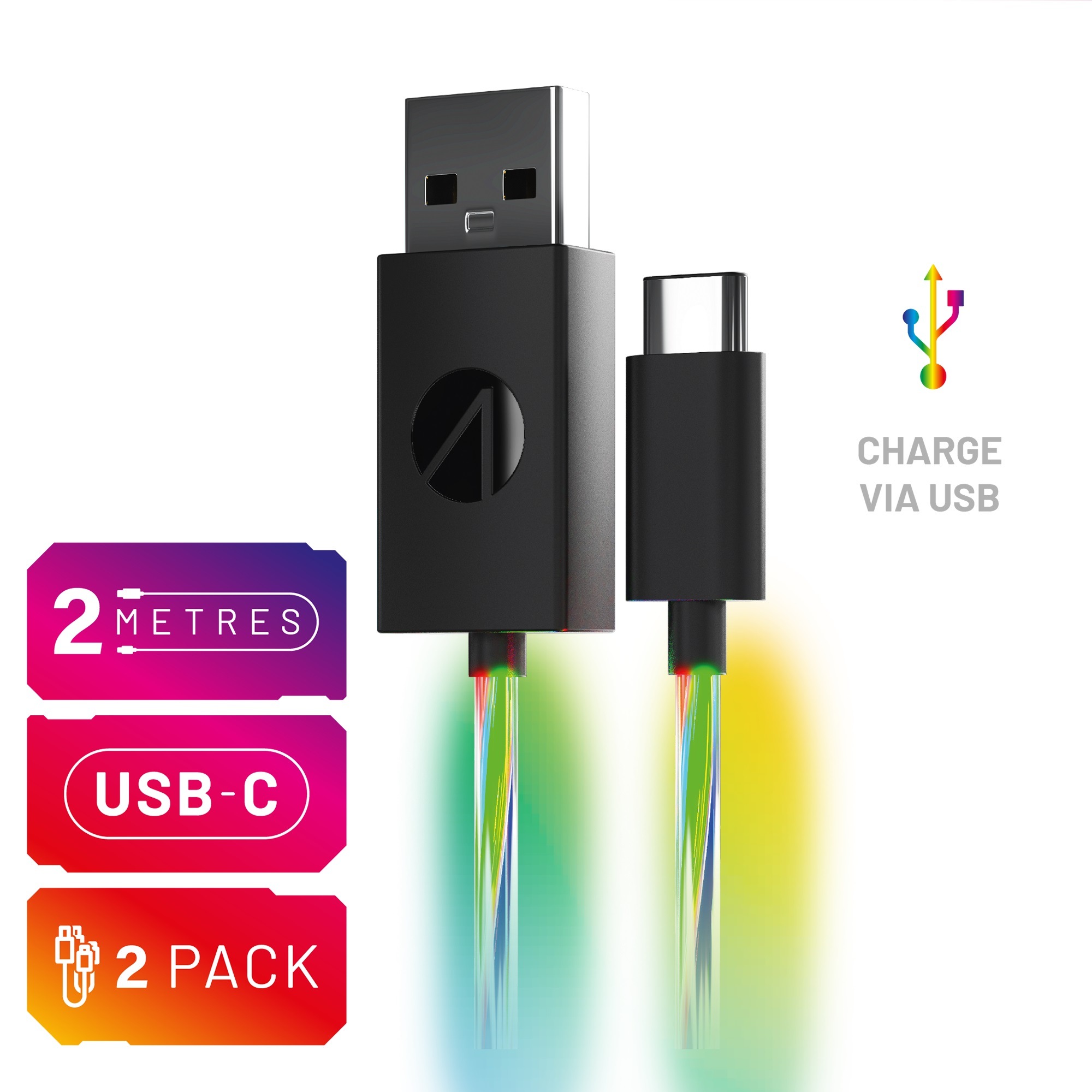 Stealth USB-Kabel »USB-C Ladekabel (2x 2m) mit LED Beleuchtung«, USB Typ C, 200 cm, Beleuchtung