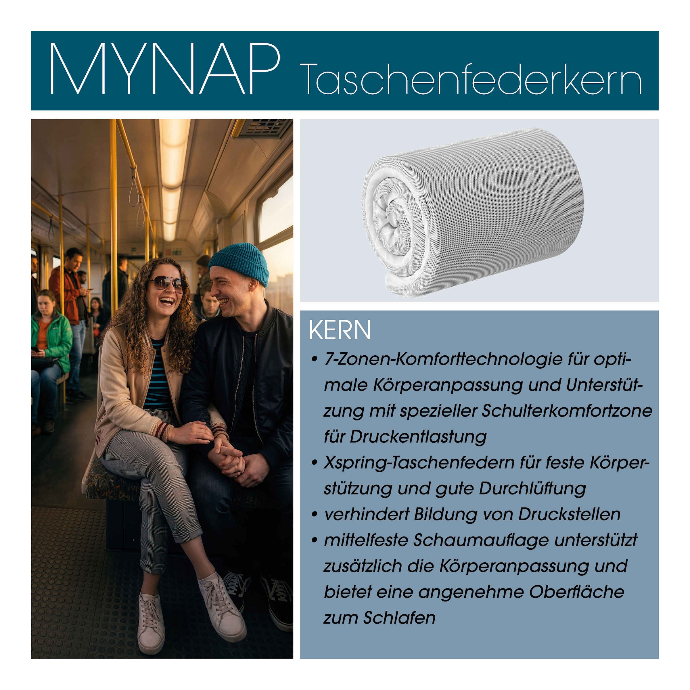 Schlaraffia Taschenfederkernmatratze »myNap Premium Matratze,Testsieger Stiftung Warentest 10/2023, Note 1,6« 19 cm hoch 500 Federn 1 Stk. tlg. Härtegrad 3, in 90x200 und weiteren Größen erhältlich!
