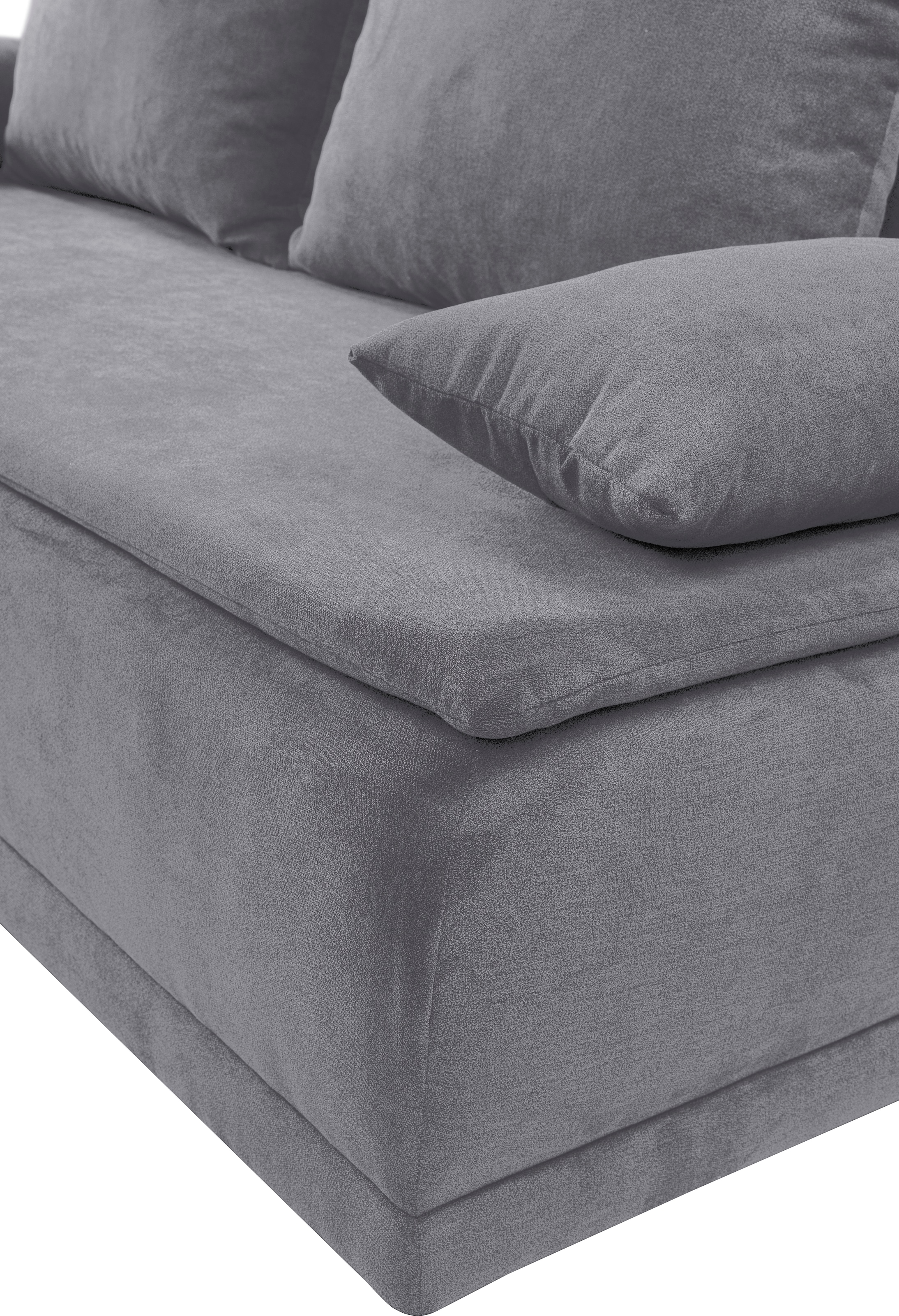 WERK2 Schlafsofa »Biggi-Bettsofa mit Liegefläche 200/140cm und praktischem Bettkasten«, inkl. losen Kissen, Struktur weich, hellgrau